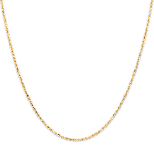 Vintage 14k Yellow Gold Everyday Rope 1.3mm Chain 20.25
