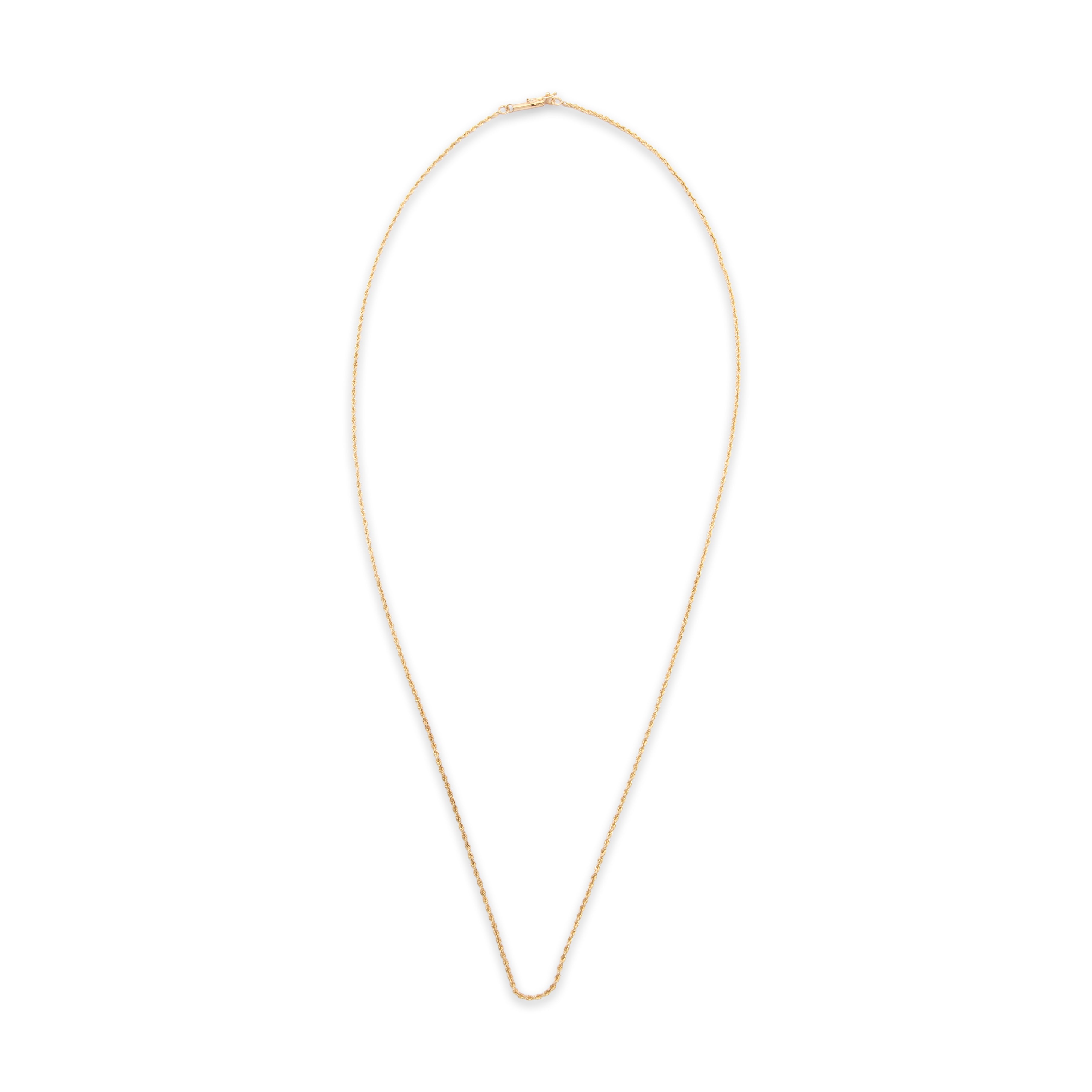 Vintage 14k Yellow Gold Everyday Rope 1.3mm Chain - Overall view