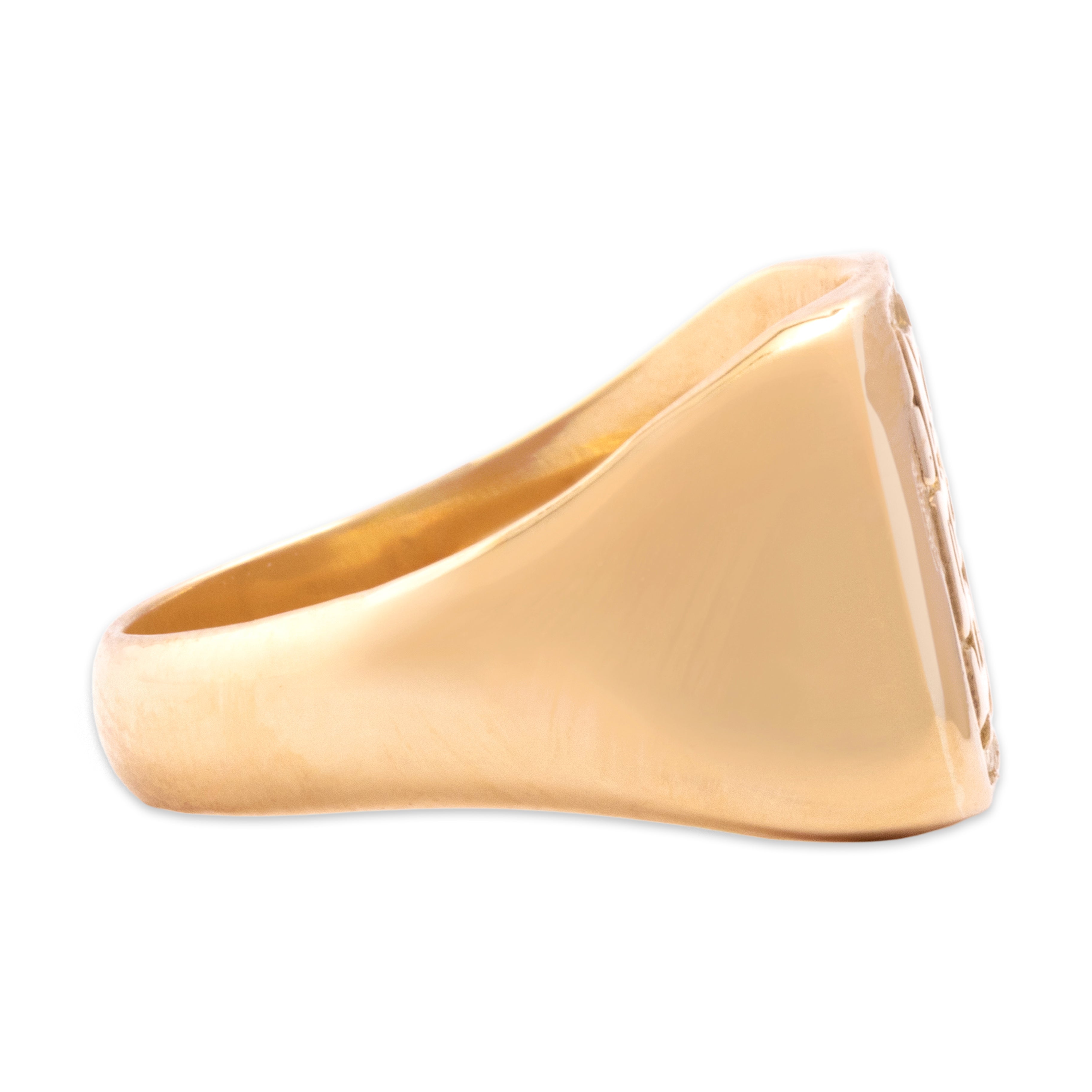 Antique 14k Rosy Yellow Gold Geometric Monogram Signet Ring - Side view