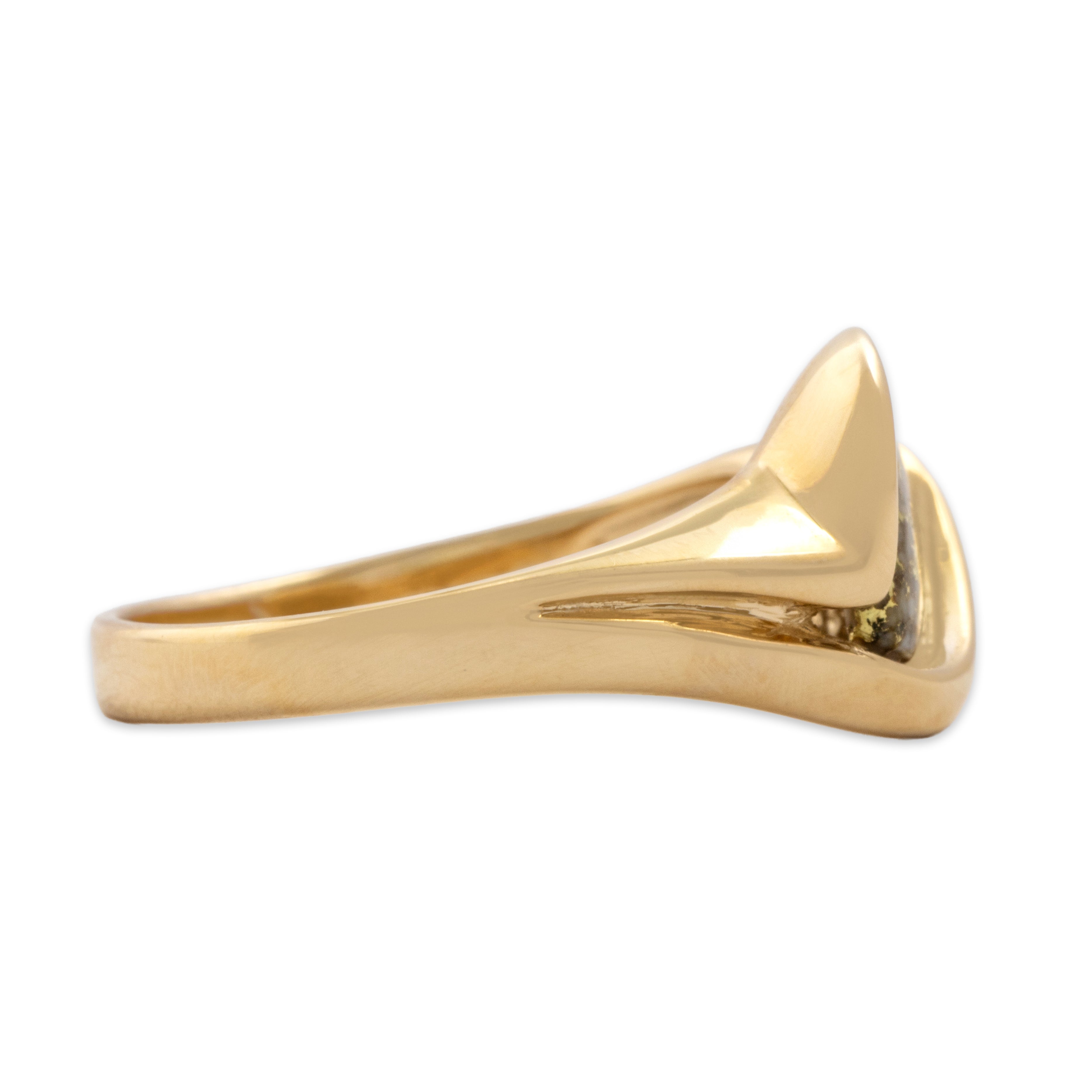 Vintage 14k Yellow Gold [Custom Carat] Artistic Freeform Cabochon Ring -Side view