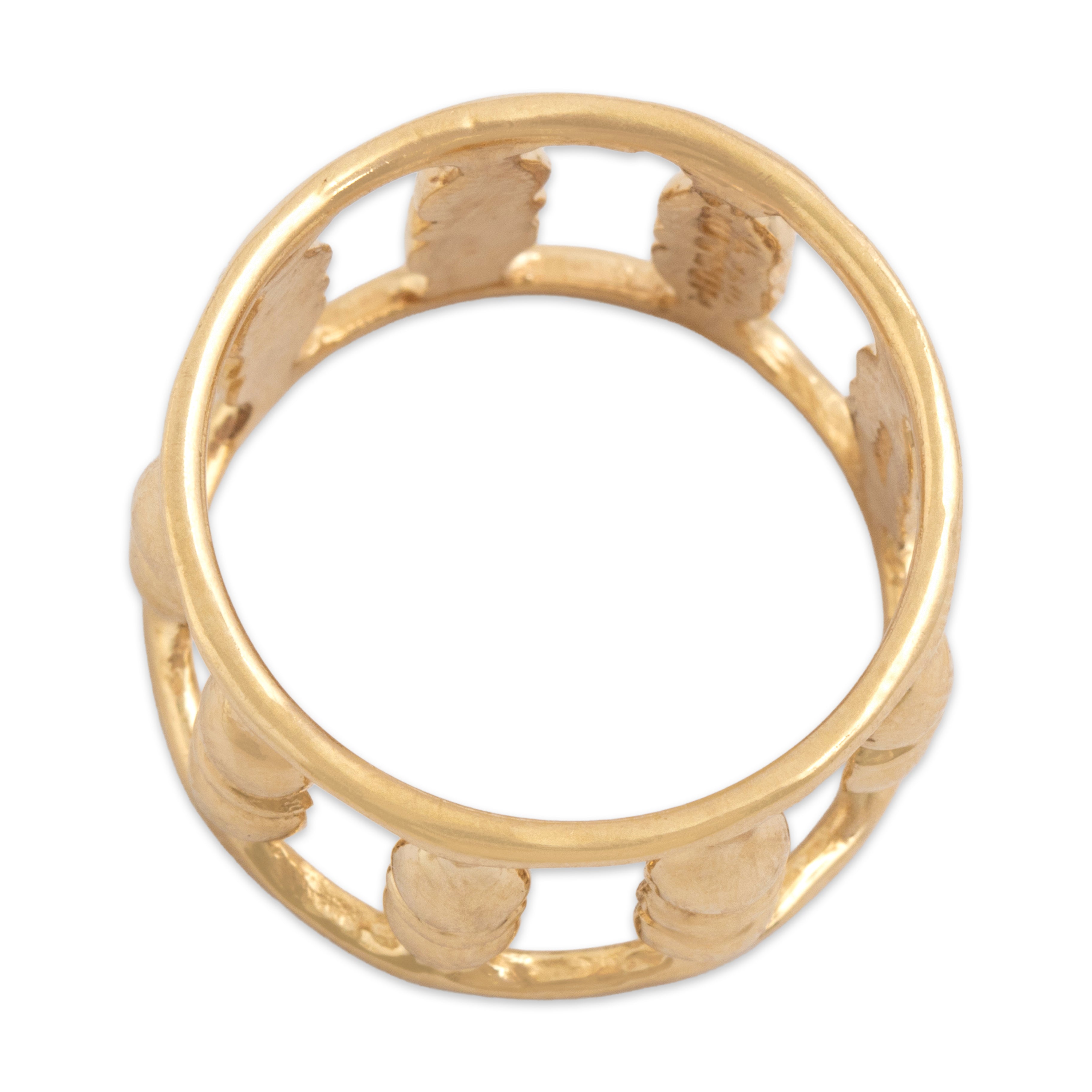 Vintage 14k Yellow Gold Wide Open Column Band Ring - Overall view