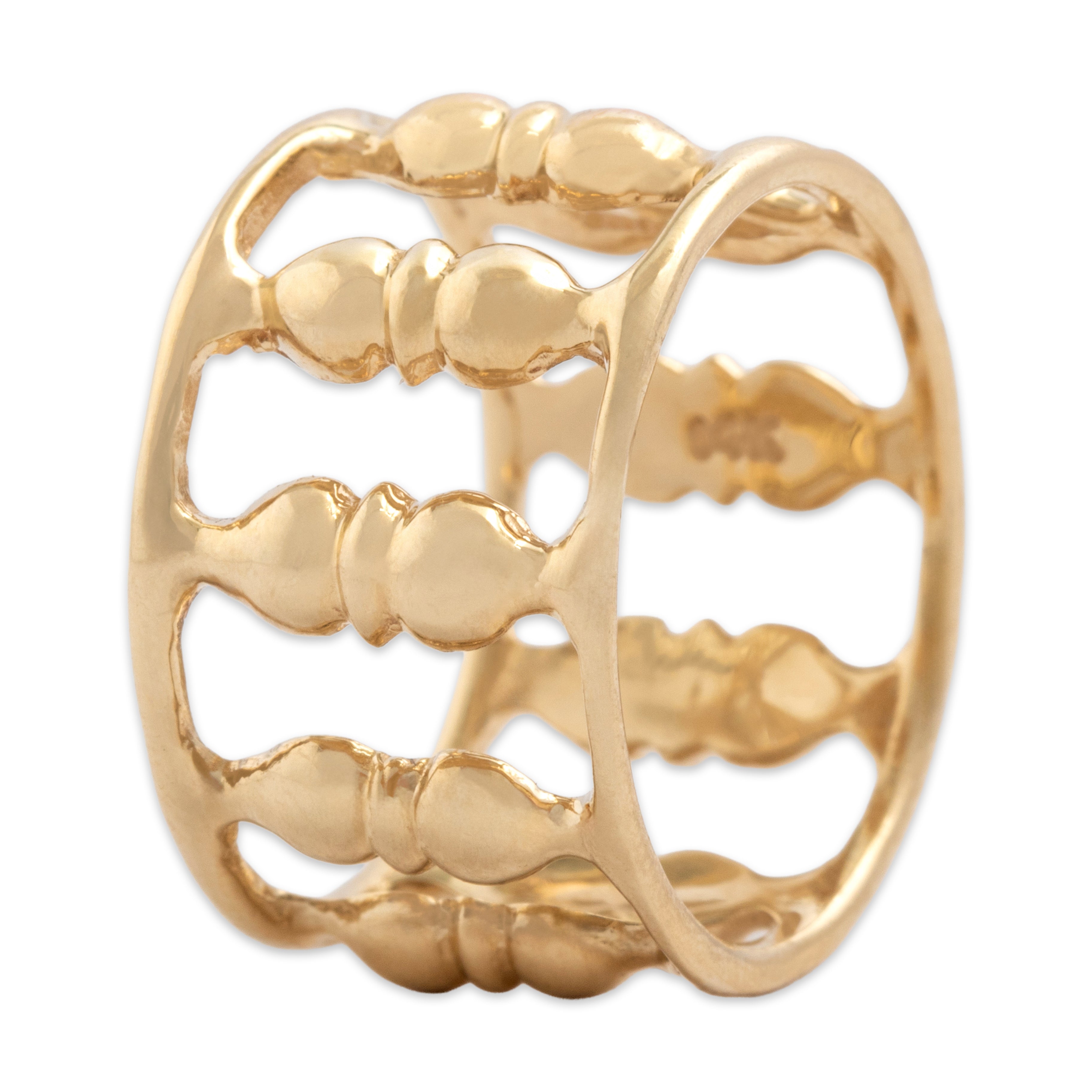 Vintage 14k Yellow Gold Wide Open Column Band Ring - Overall view