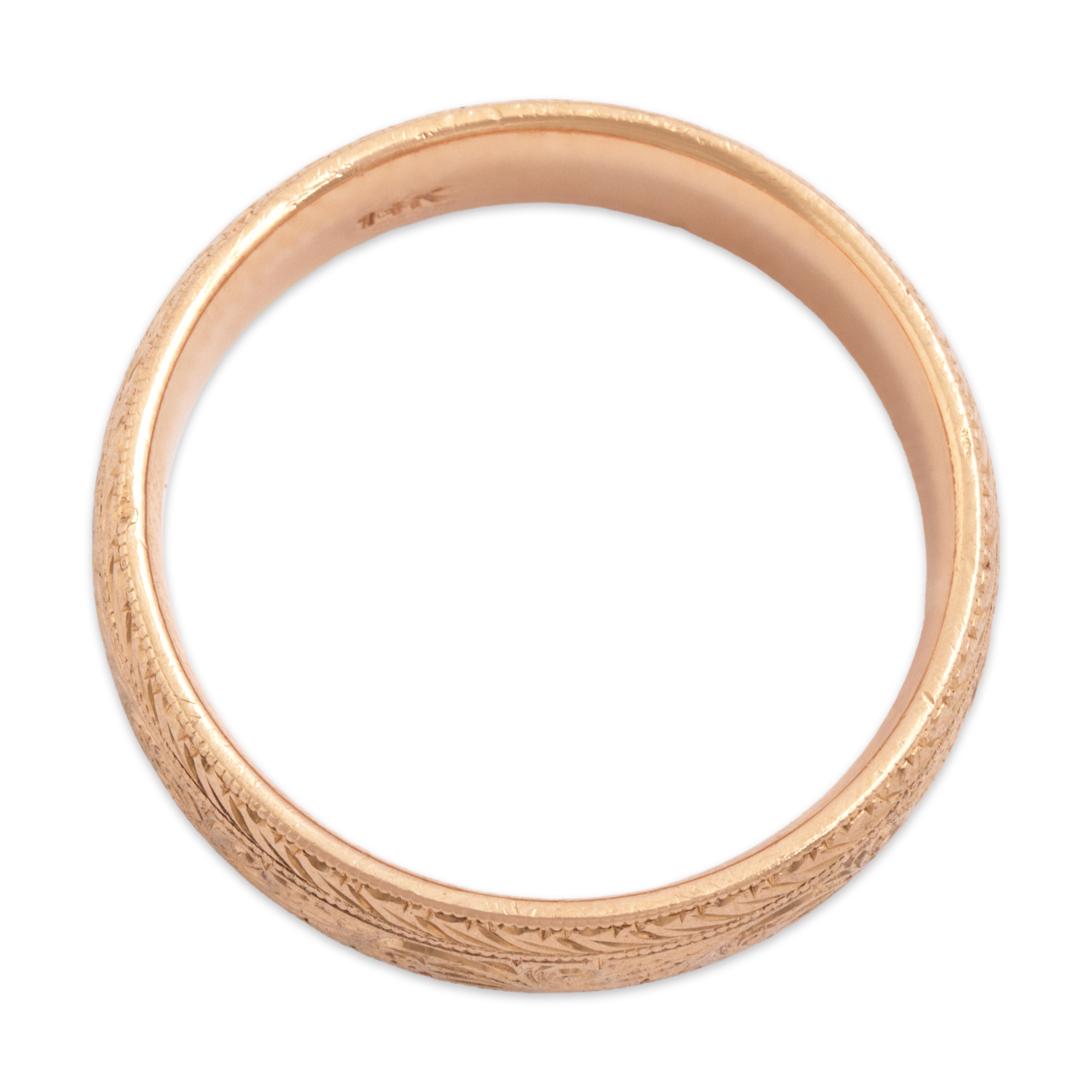 Vintage Heavy 14k Rose Gold Incredible Engraved Infinity Band Ring 9.75