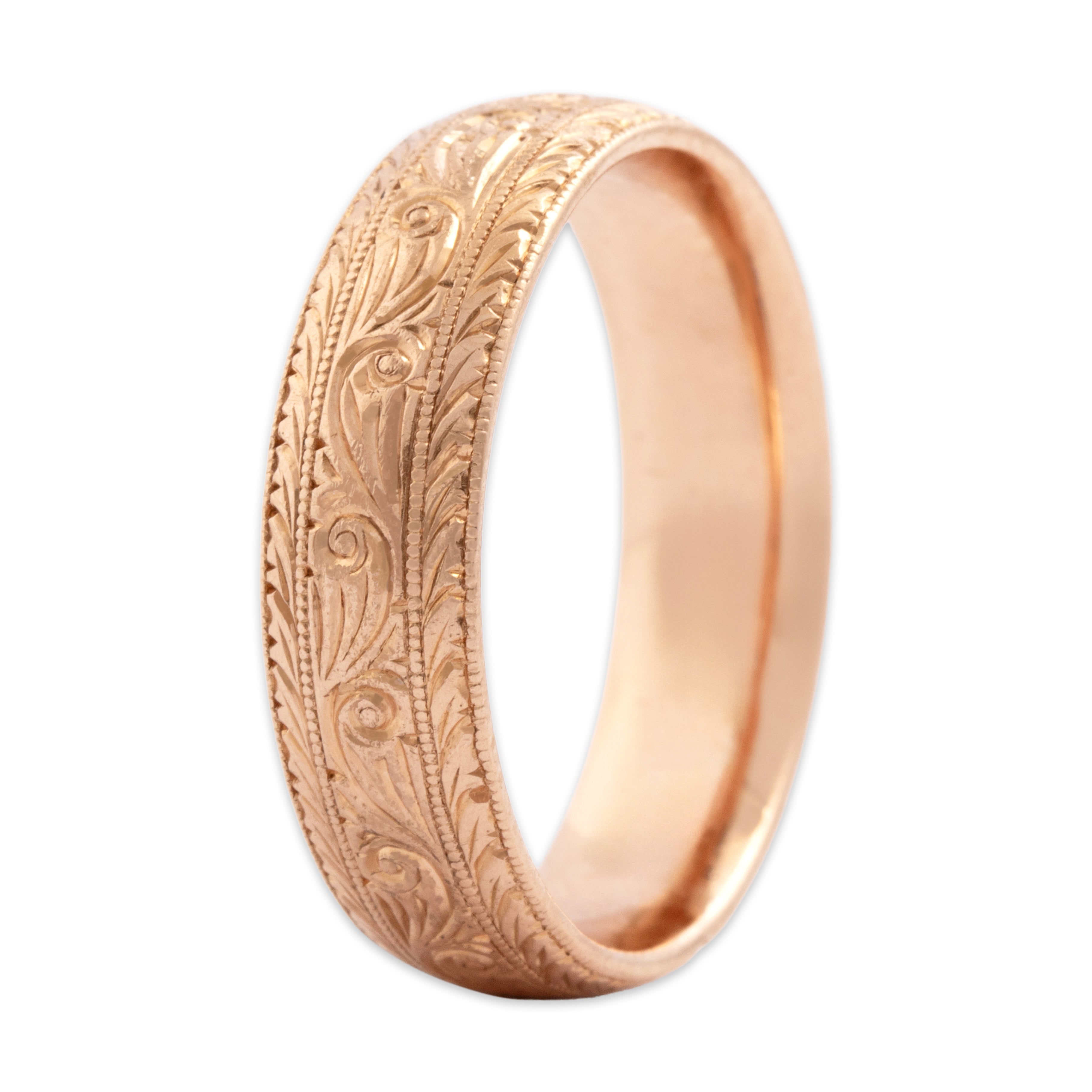 Vintage Heavy 14k Rose Gold Incredible Engraved Infinity Band Ring - Overall view
