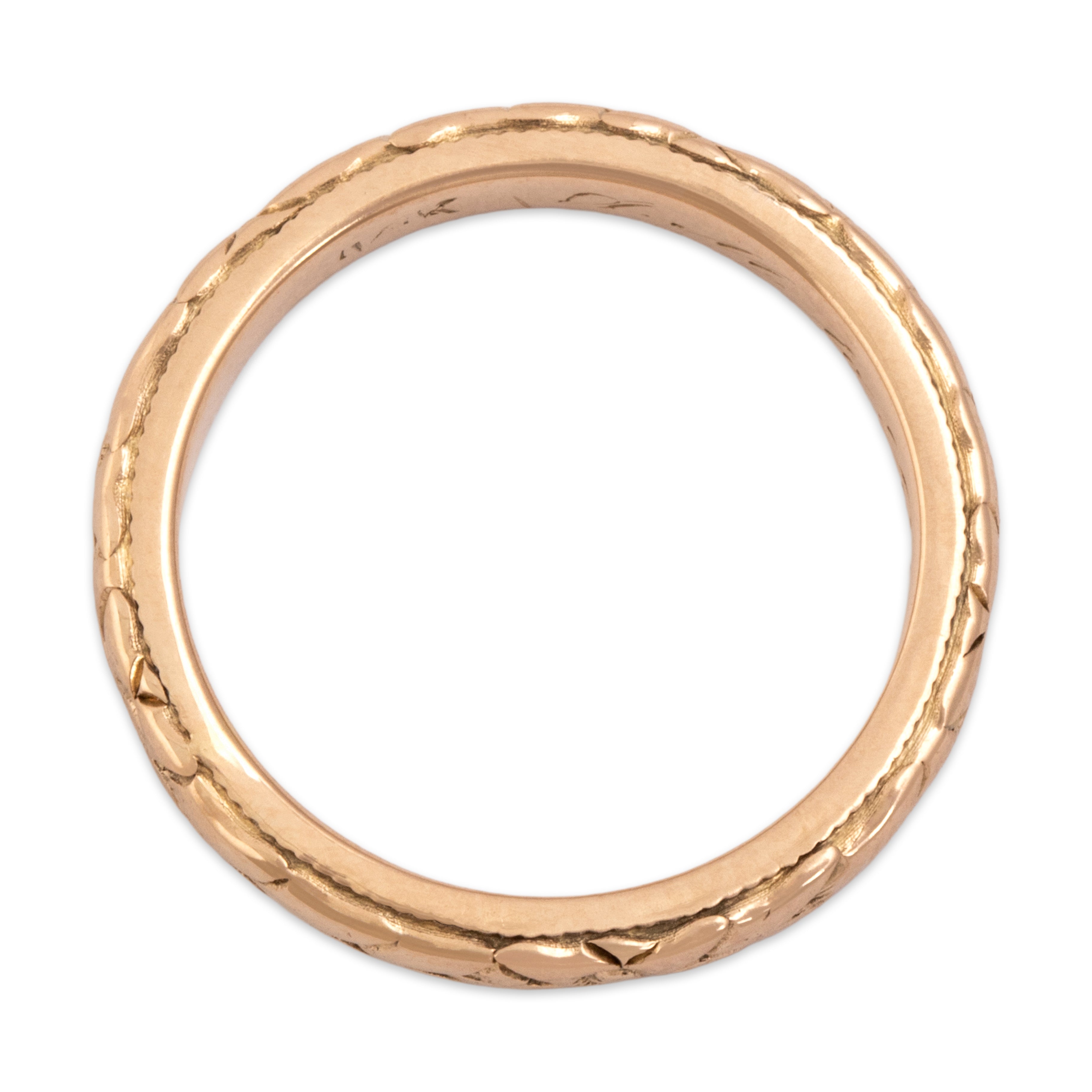 Antique 14k Rosy Yellow Gold Botanical Orange Blossom Band Ring - detail view #1