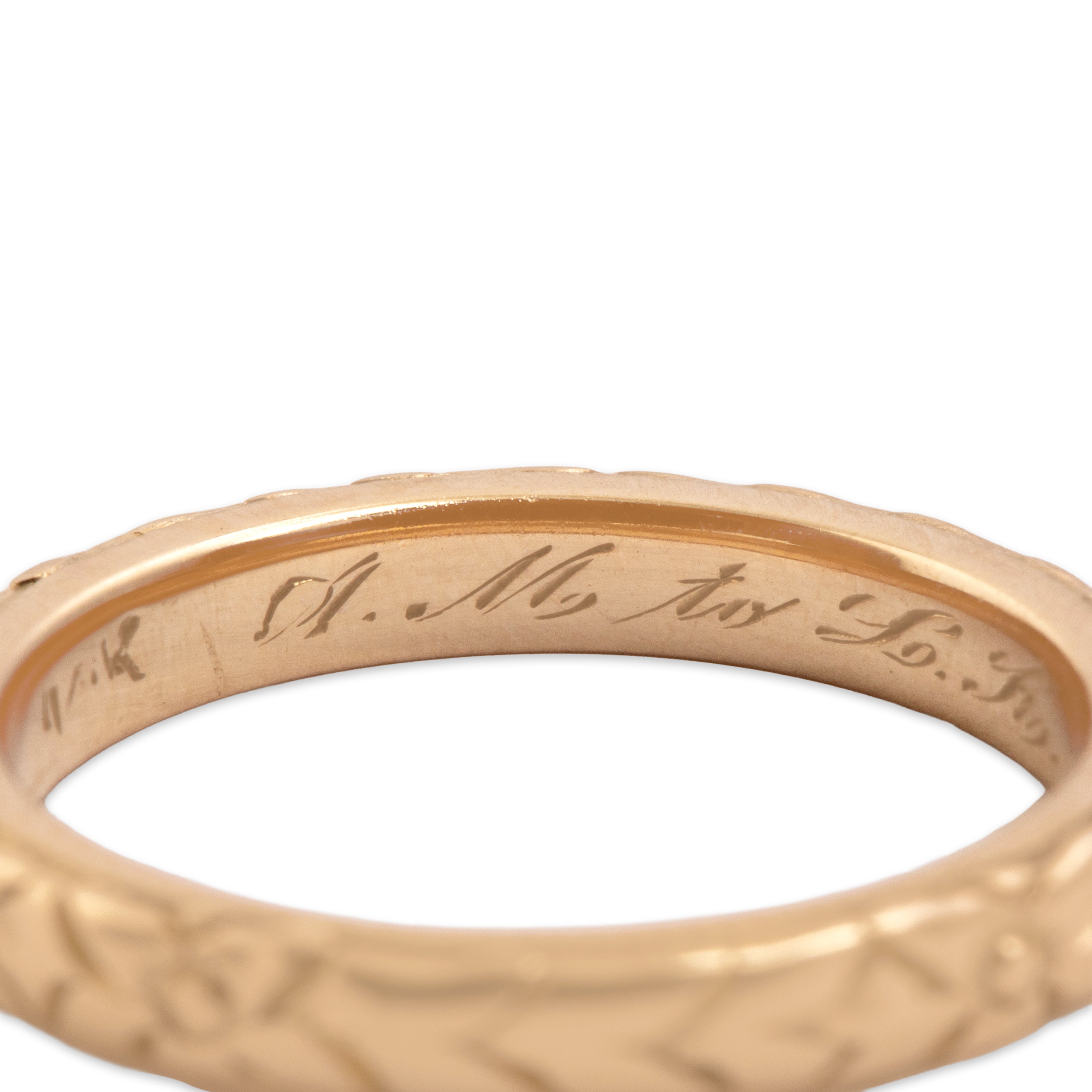 Antique 14k Rosy Yellow Gold Botanical Orange Blossom Band Ring - Hallmark view