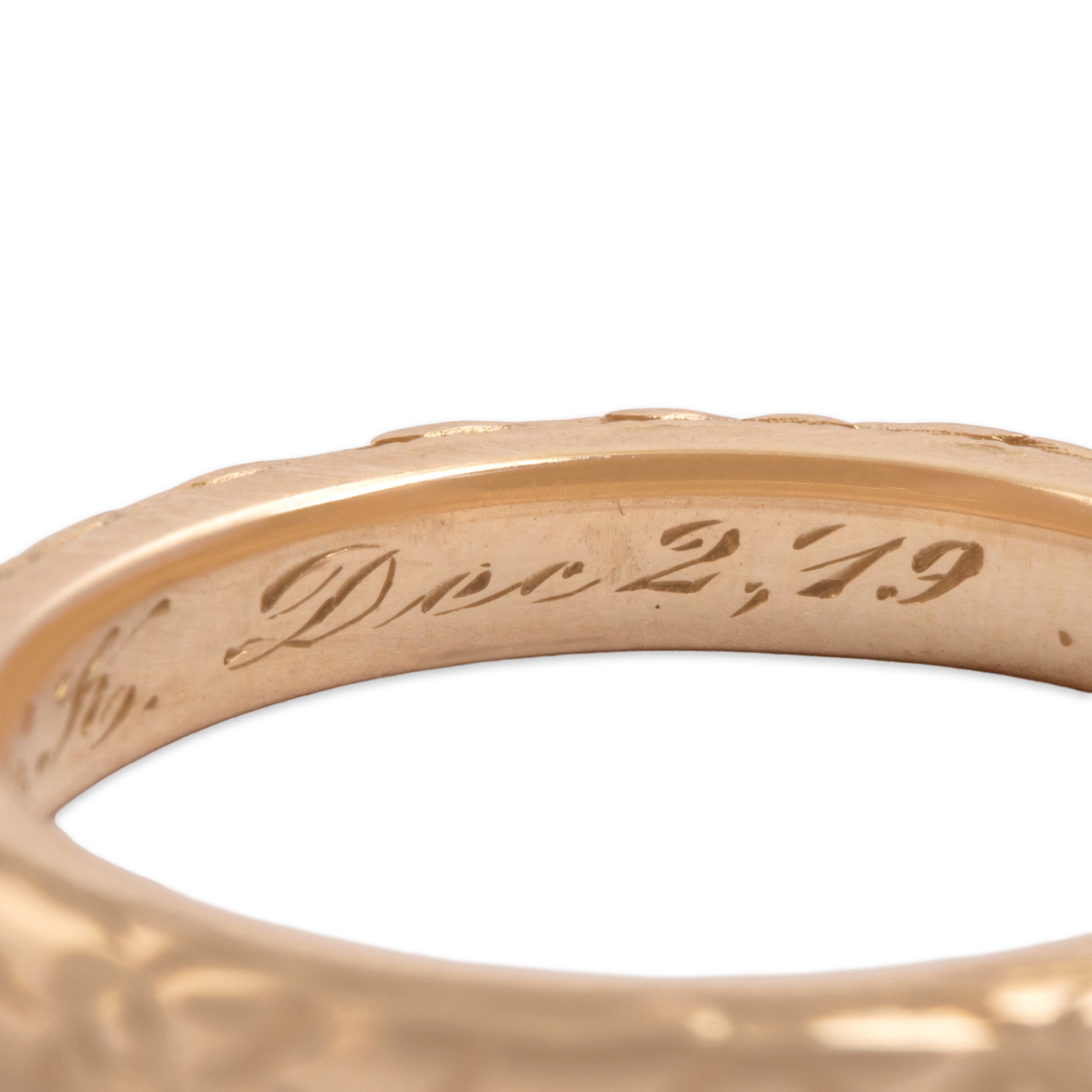 Antique 14k Rosy Yellow Gold Botanical Orange Blossom Band Ring - Hallmark view
