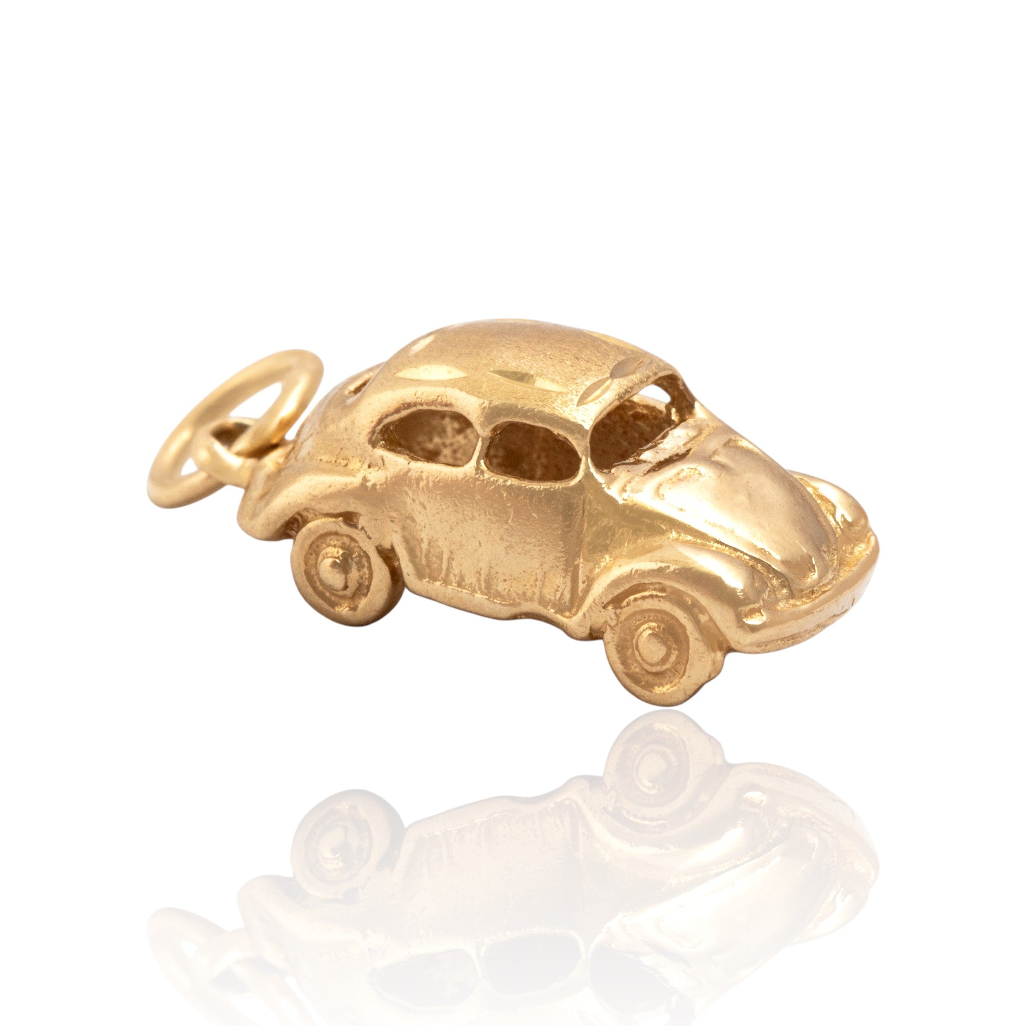 Vintage Heavy 14k Yellow Gold Beetle Automobile Charm / Pendant
