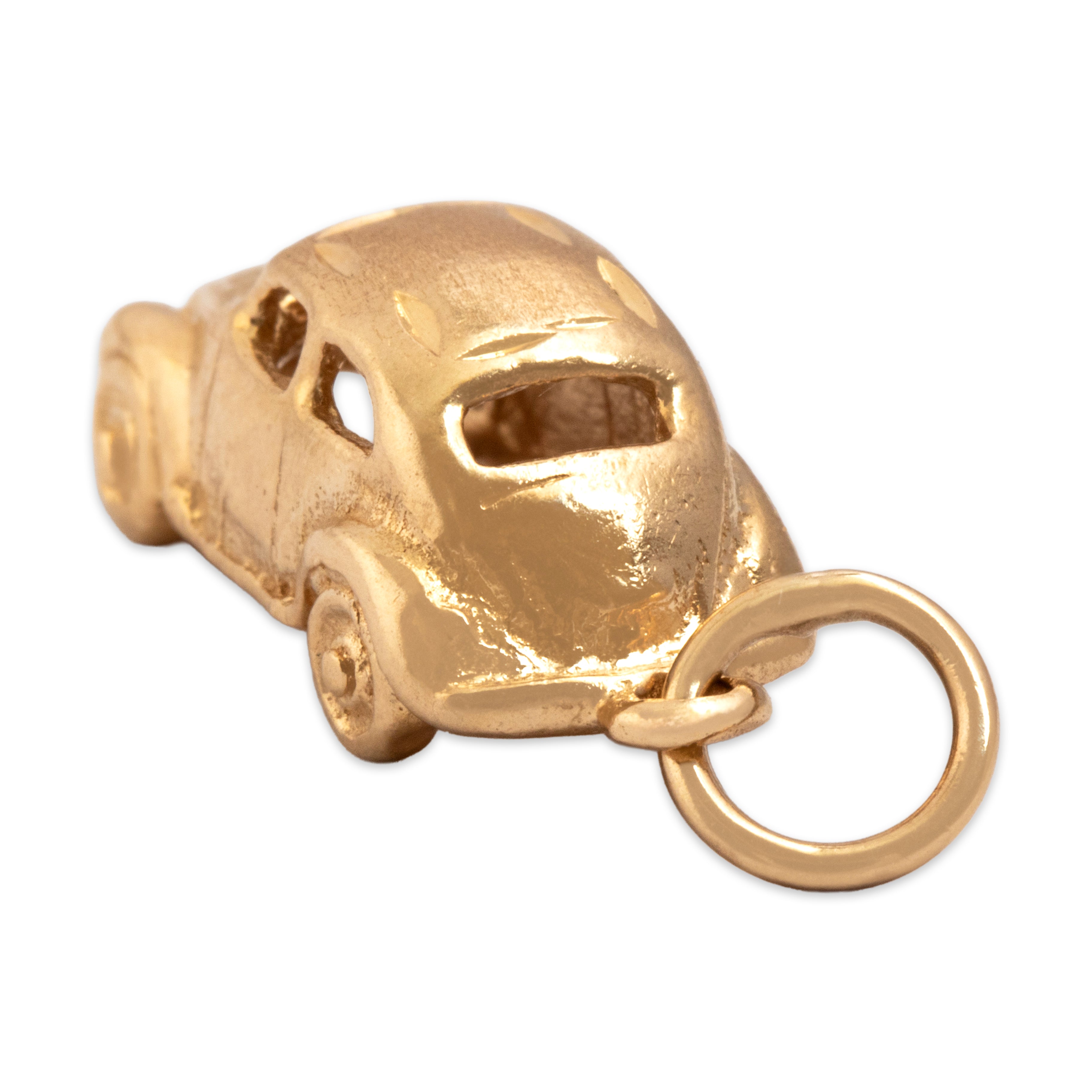 Vintage Heavy 14k Yellow Gold Beetle Automobile Charm / Pendant - detail view #2