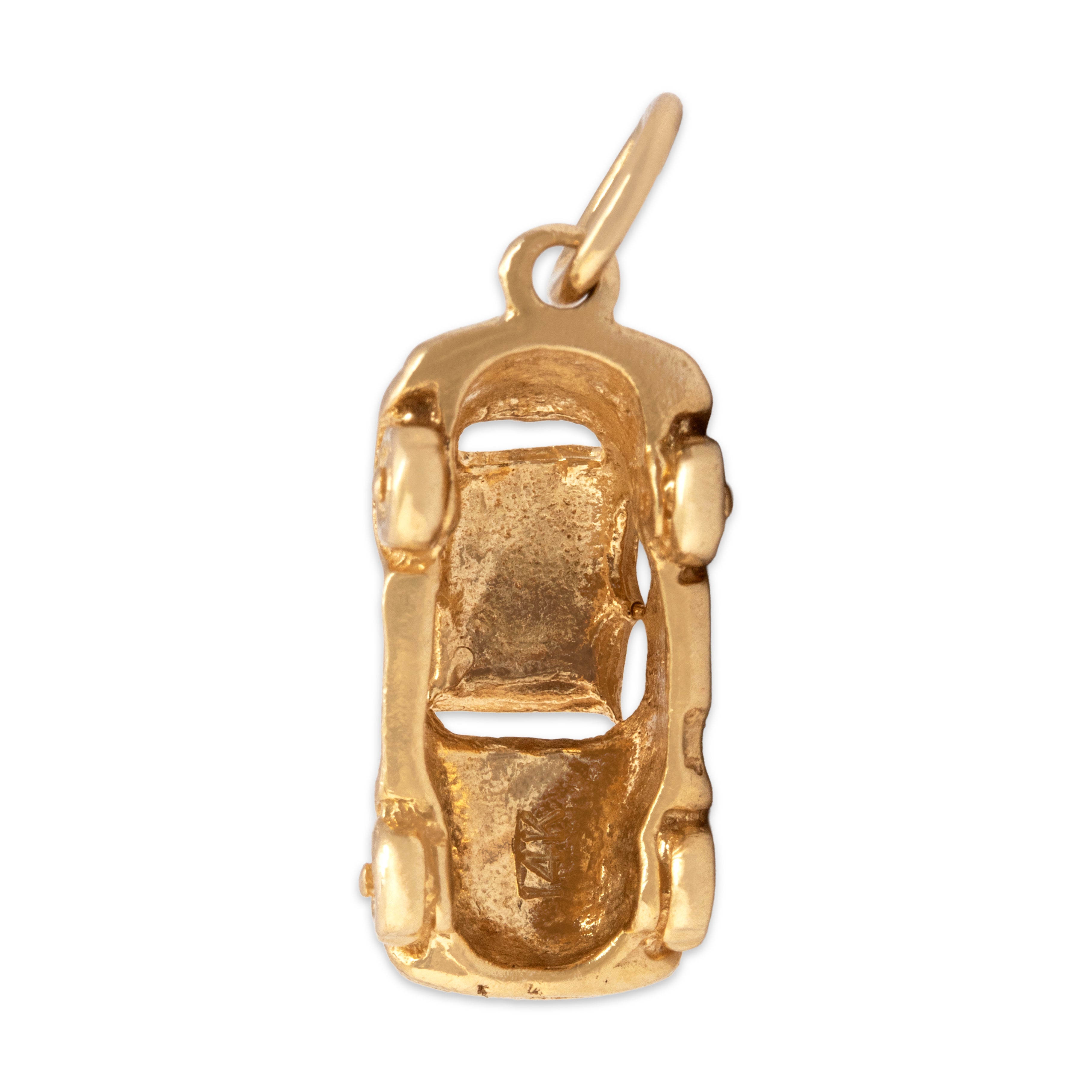 Vintage Heavy 14k Yellow Gold Beetle Automobile Charm / Pendant - detail view #4