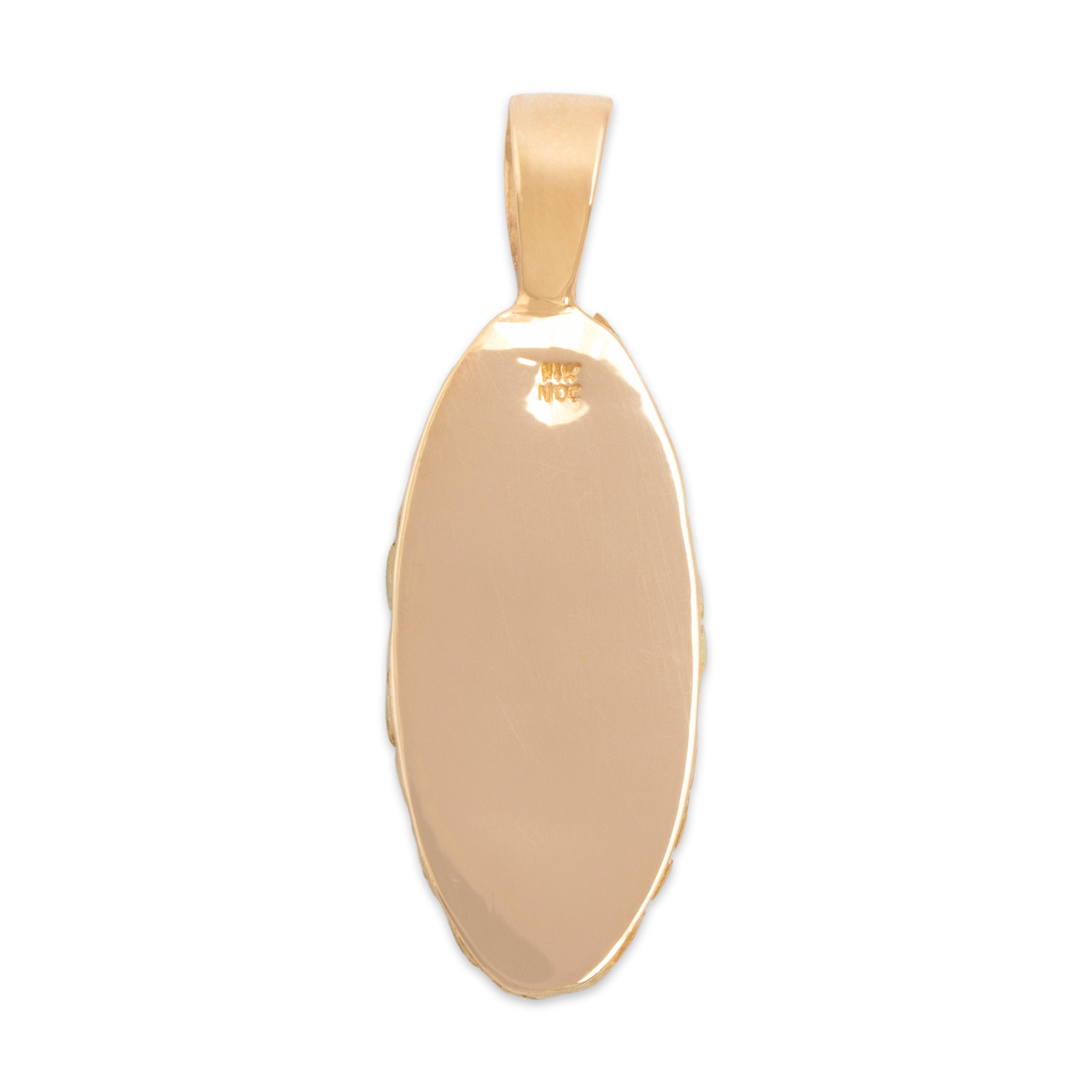 Vintage 14k Yellow Gold Gold Vein Quartz Nugget Framed Pendant - Back view