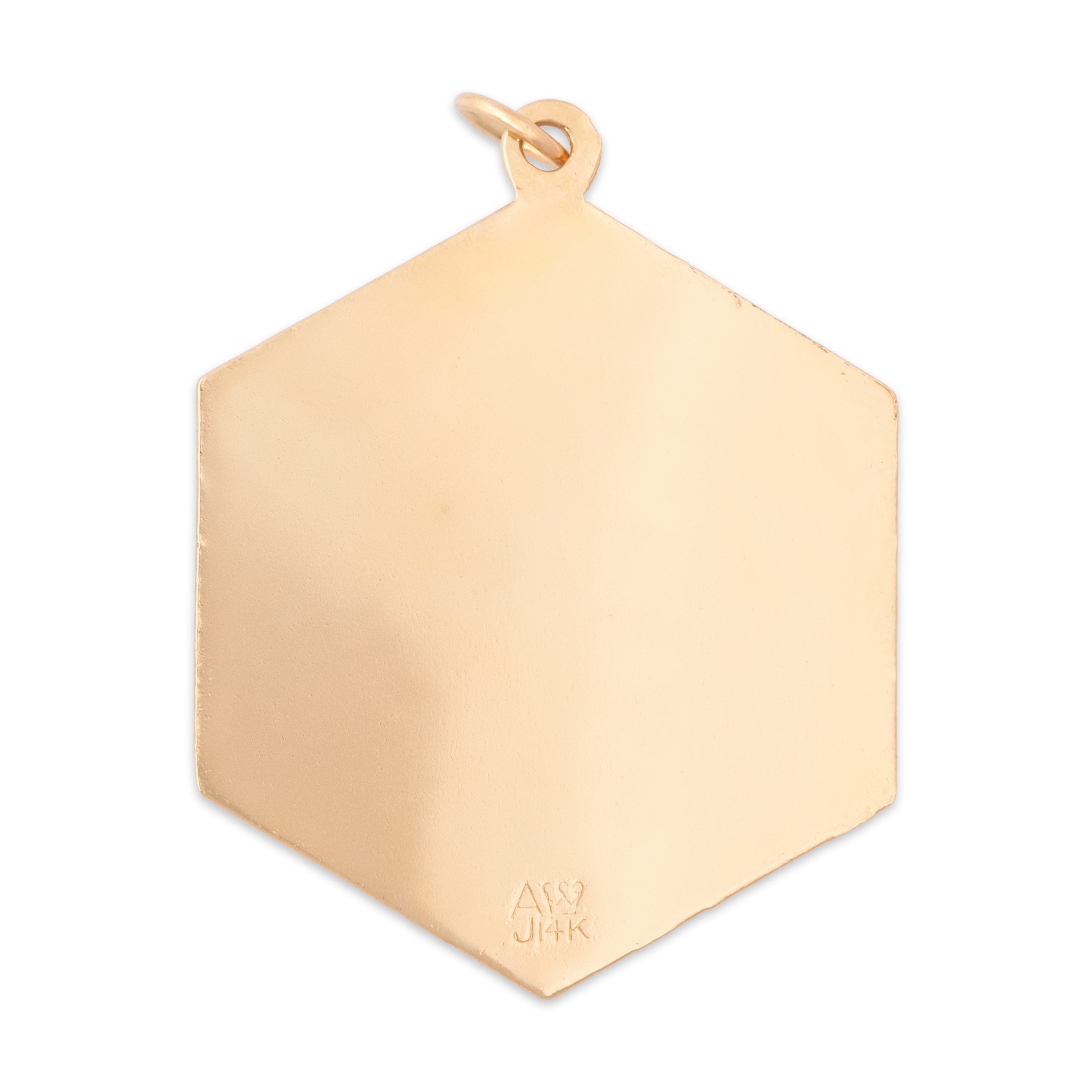 Vintage Large 14k Yellow Gold 2.03cttw Amethyst Diamond Heart-Leaf Clover Pendant - Back view
