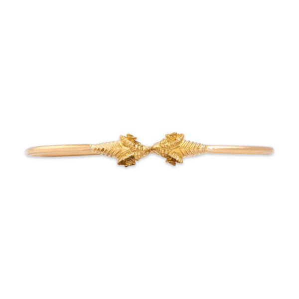 Vintage 14k Yellow & Rosy Yellow Gold Dueling Ram Cuff Bracelet 6
