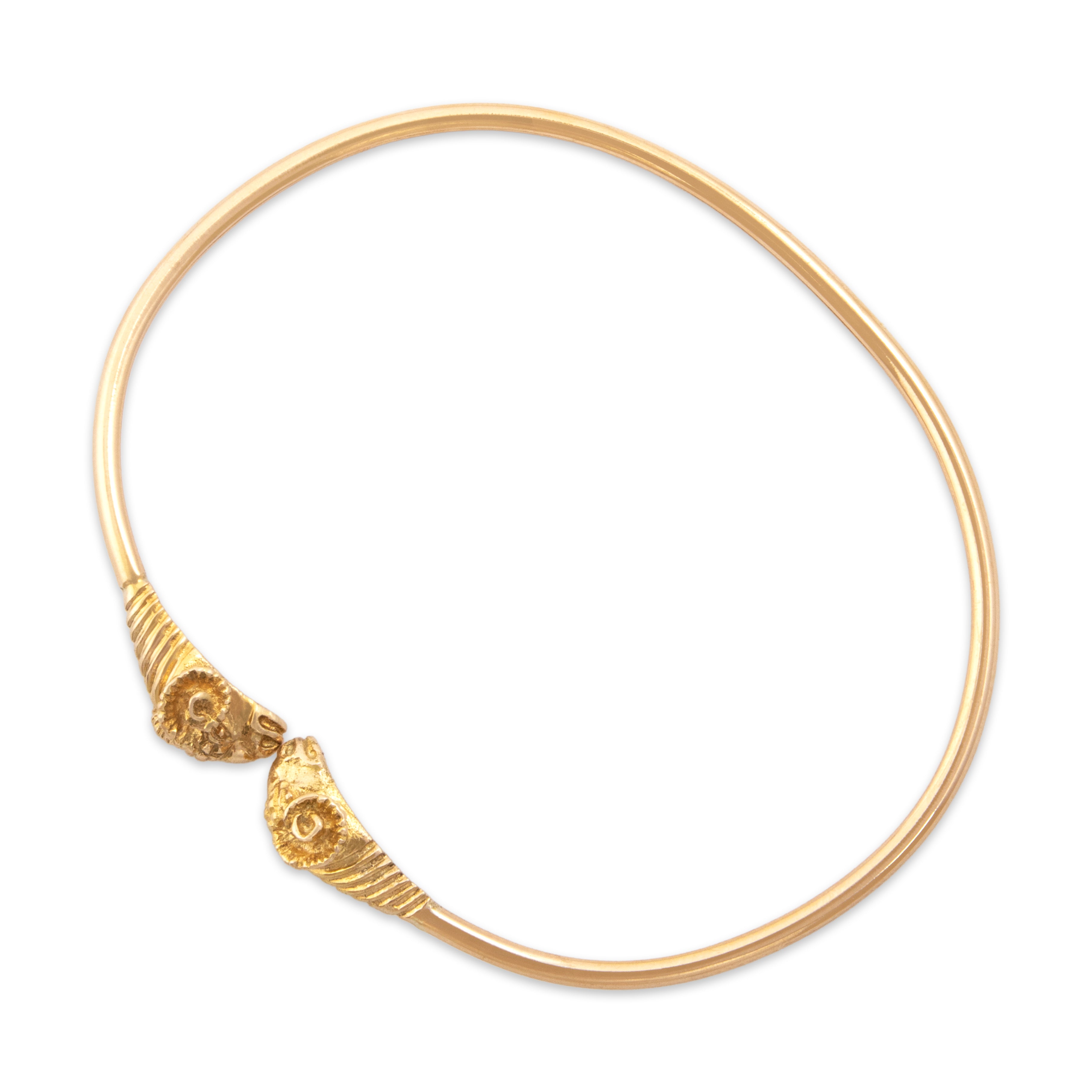 Vintage 14k Yellow & Rosy Yellow Gold Ram Cuff Bracelet - detail view #2