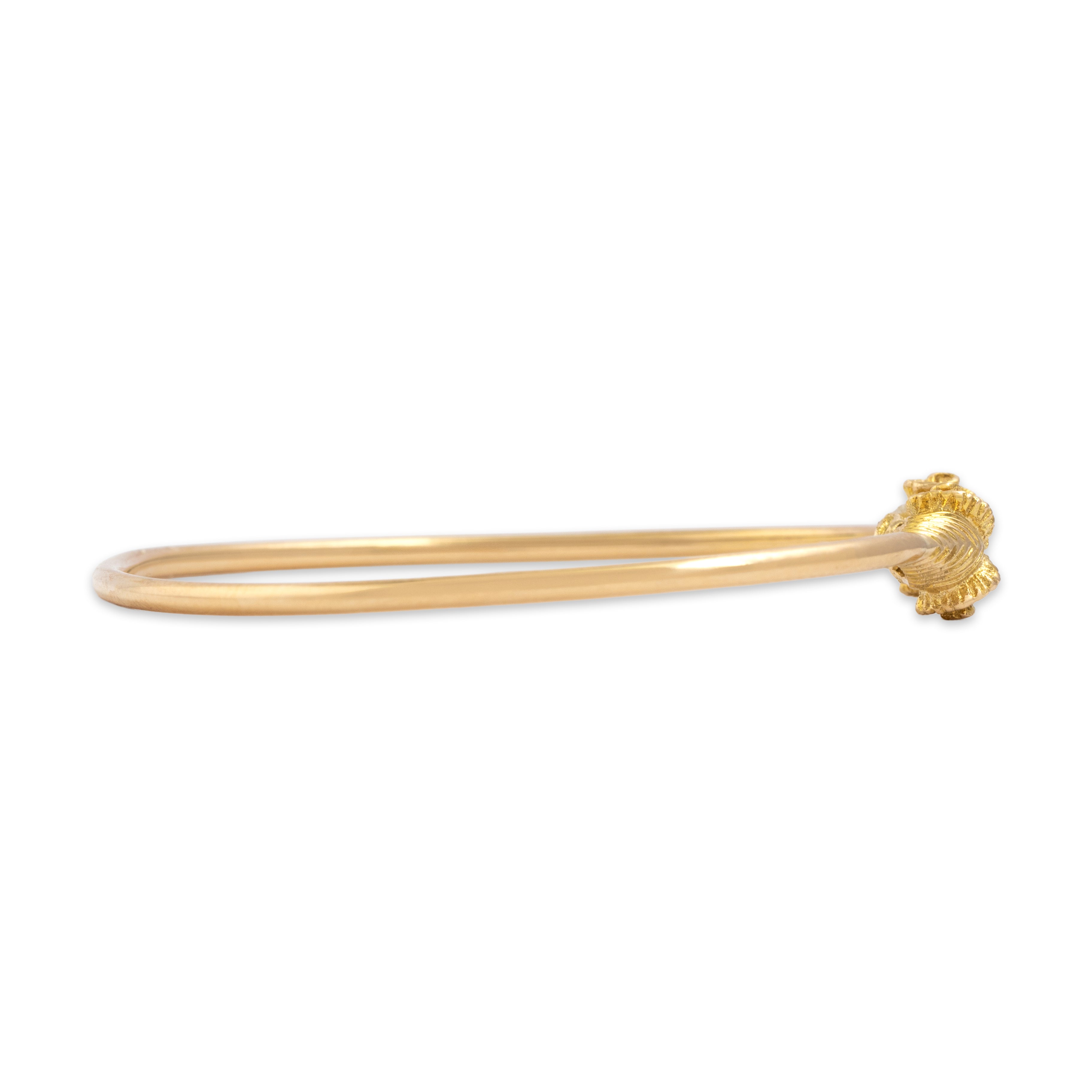 Vintage 14k Yellow & Rosy Yellow Gold Ram Cuff Bracelet - Side view