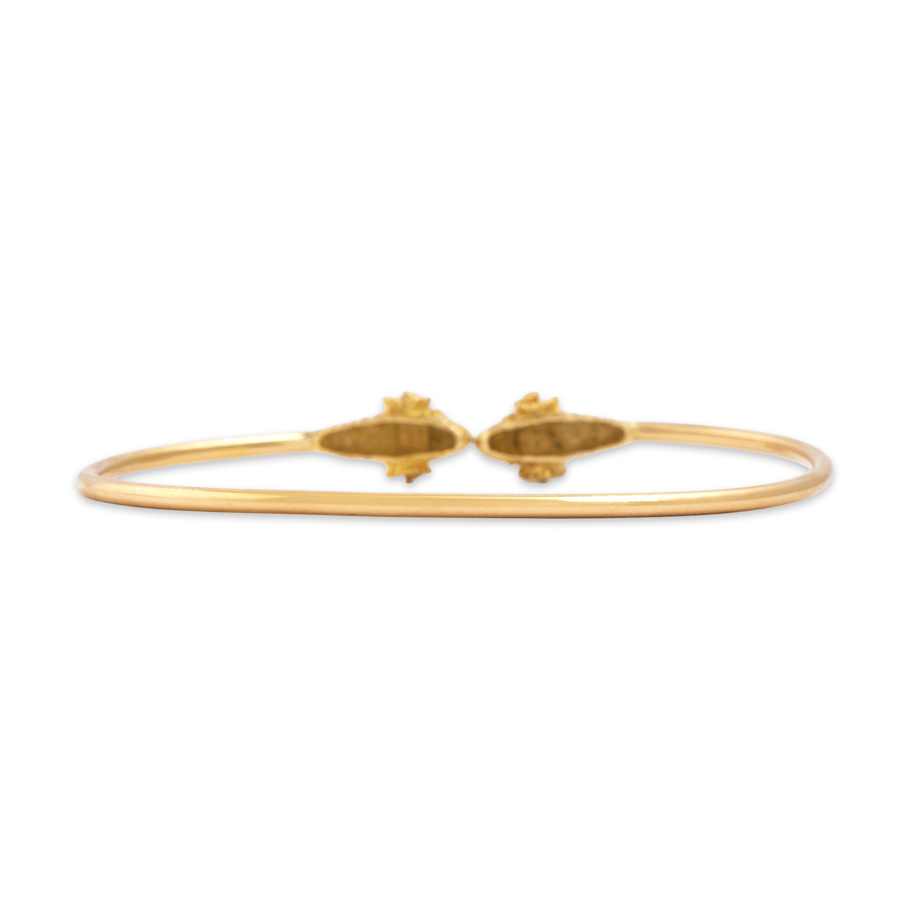 Vintage 14k Yellow & Rosy Yellow Gold Ram Cuff Bracelet - Back view