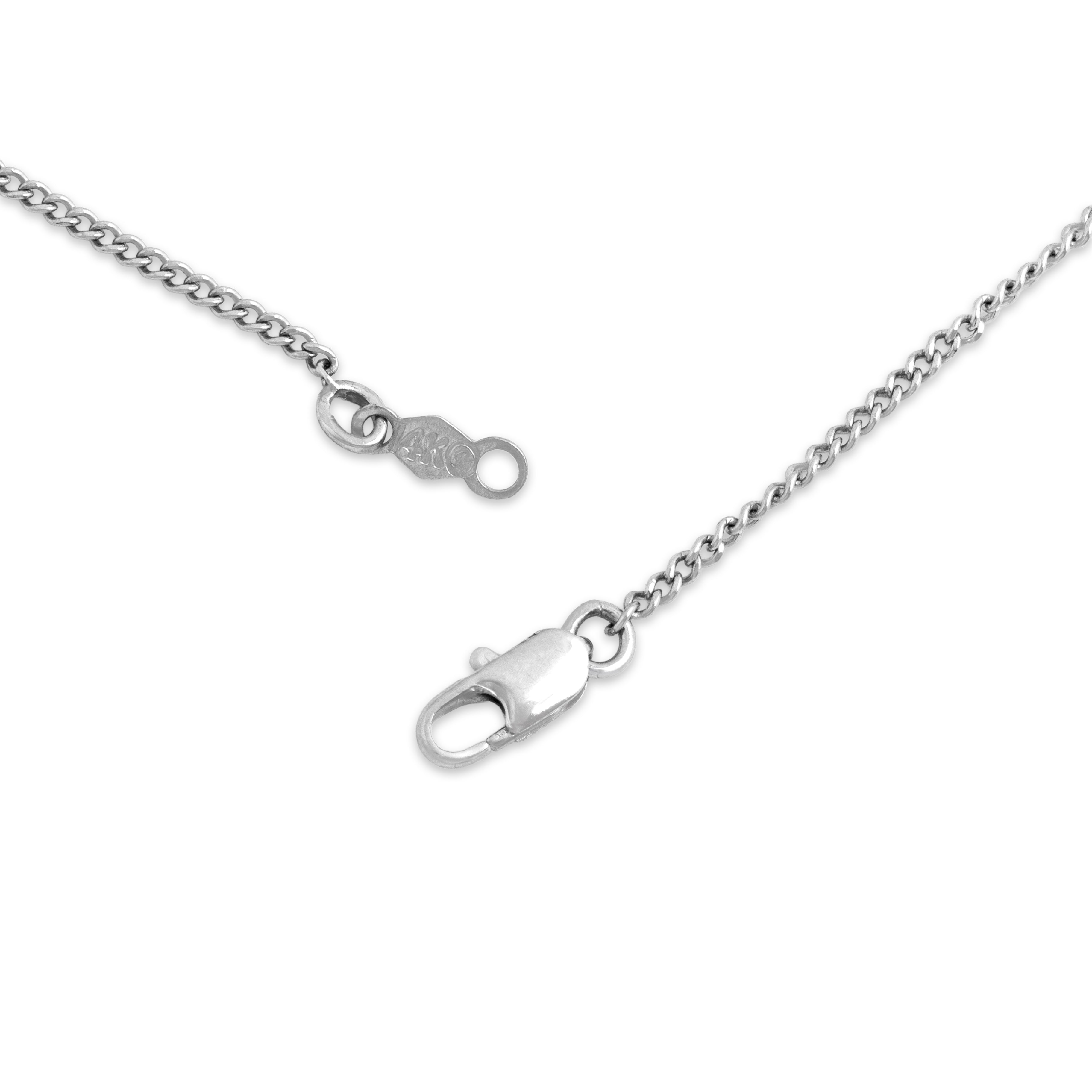 Vintage 14k White Gold 1.35mm Sleek Flat Curb Chain - clasp view