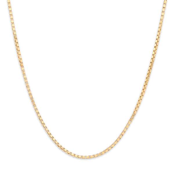 Vintage 14k Yellow Gold Long Box Link 1.4mm Chain 25.5