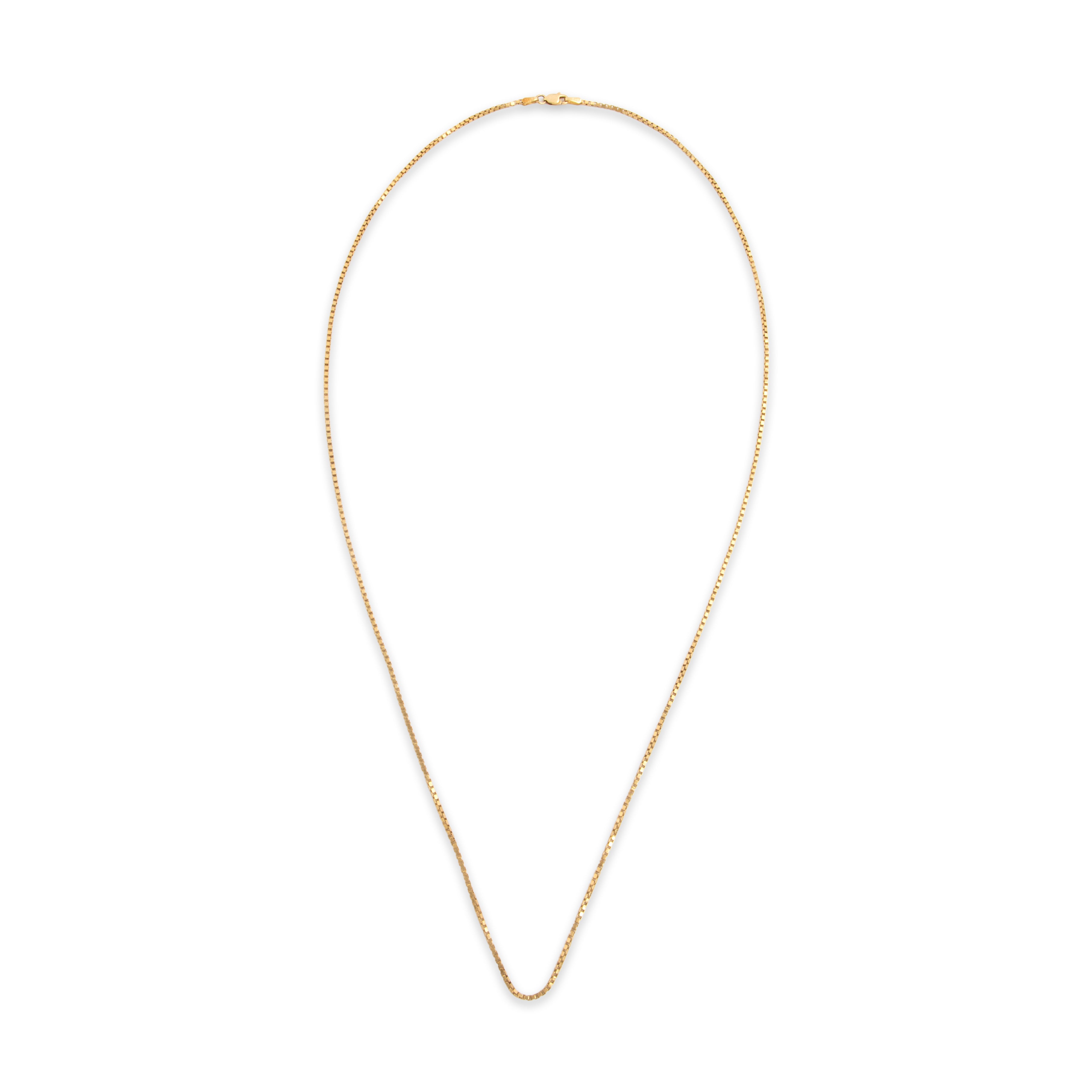 Vintage Substantial 14k Yellow Gold Long Box Link 1.4mm Chain - Overall view