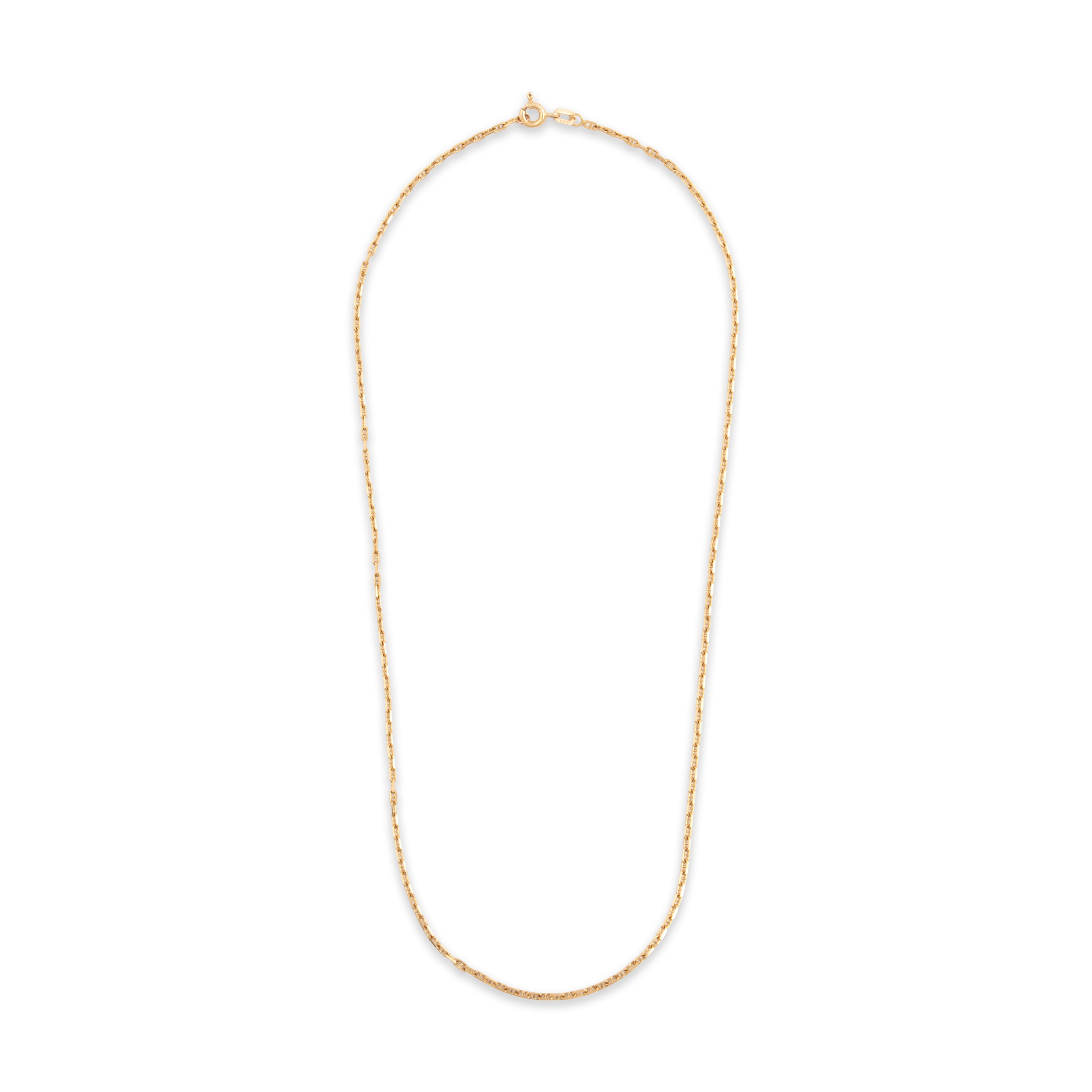 Vintage 14k Yellow Gold Anchor Link 1.6mm Chain - Overall view