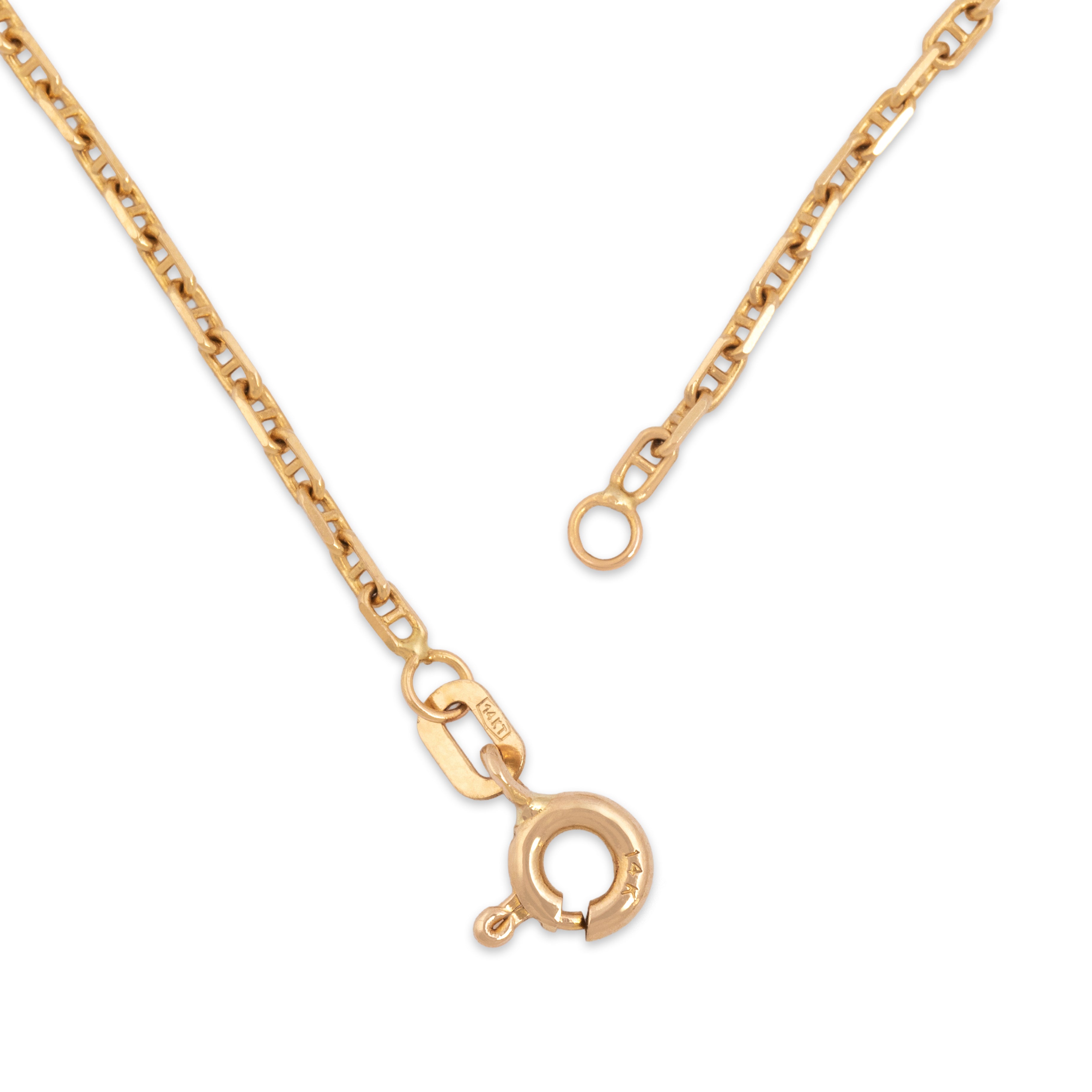 Vintage 14k Yellow Gold Anchor Link 1.6mm Chain - clasp view