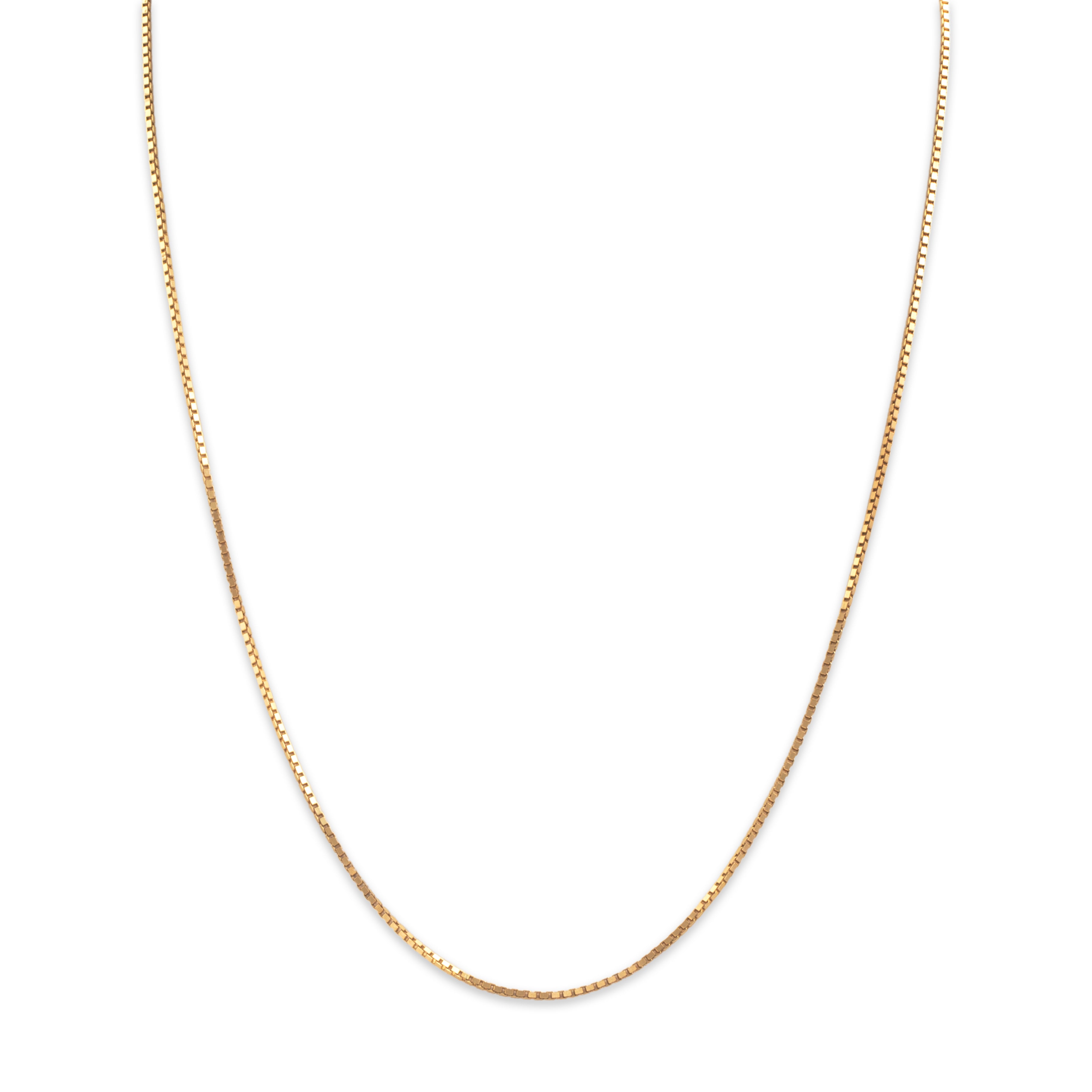 Vintage 14k Yellow Gold Classic Sleek Box 1mm Chain - Close-up view