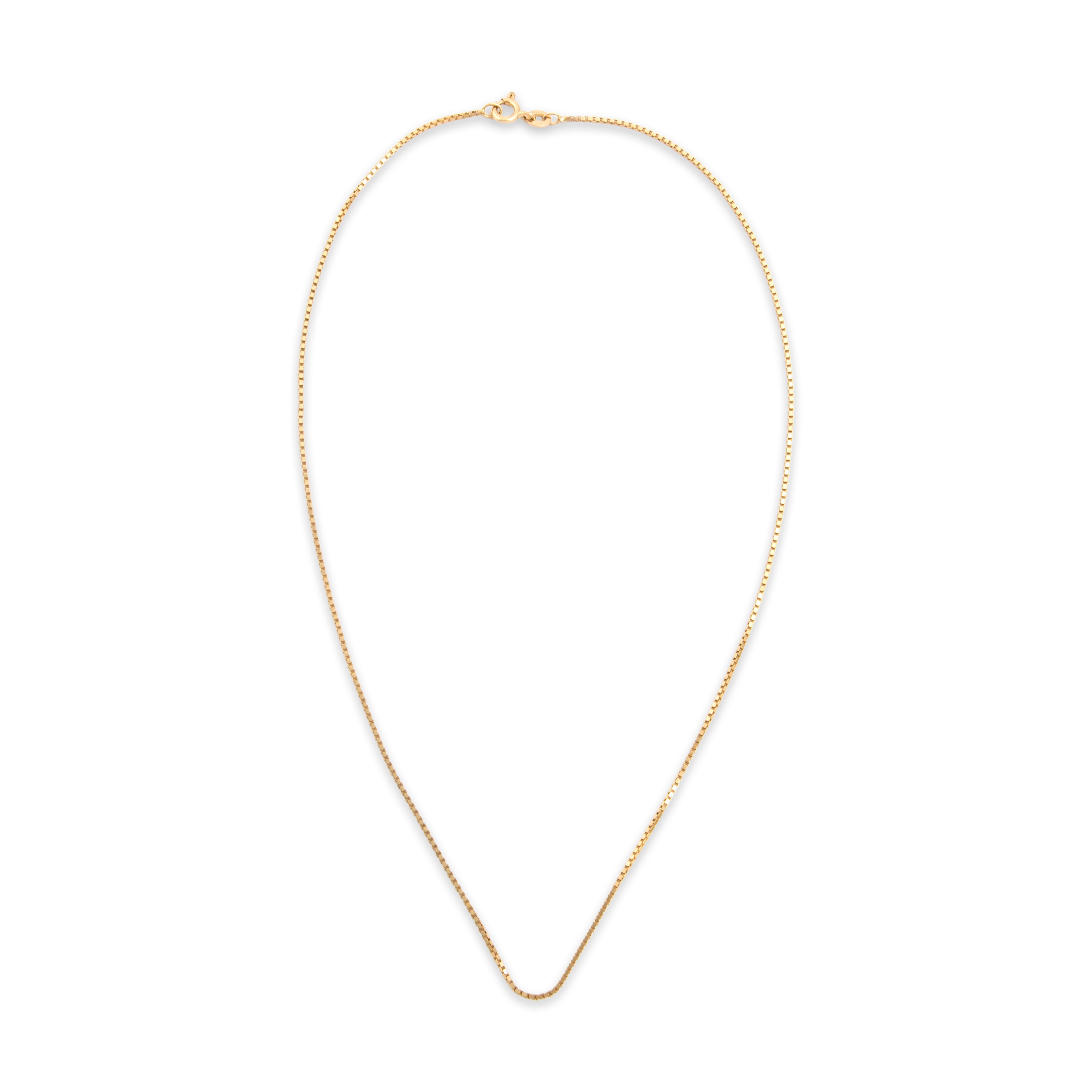 Vintage 14k Yellow Gold Classic Sleek Box 1mm Chain - Overall view