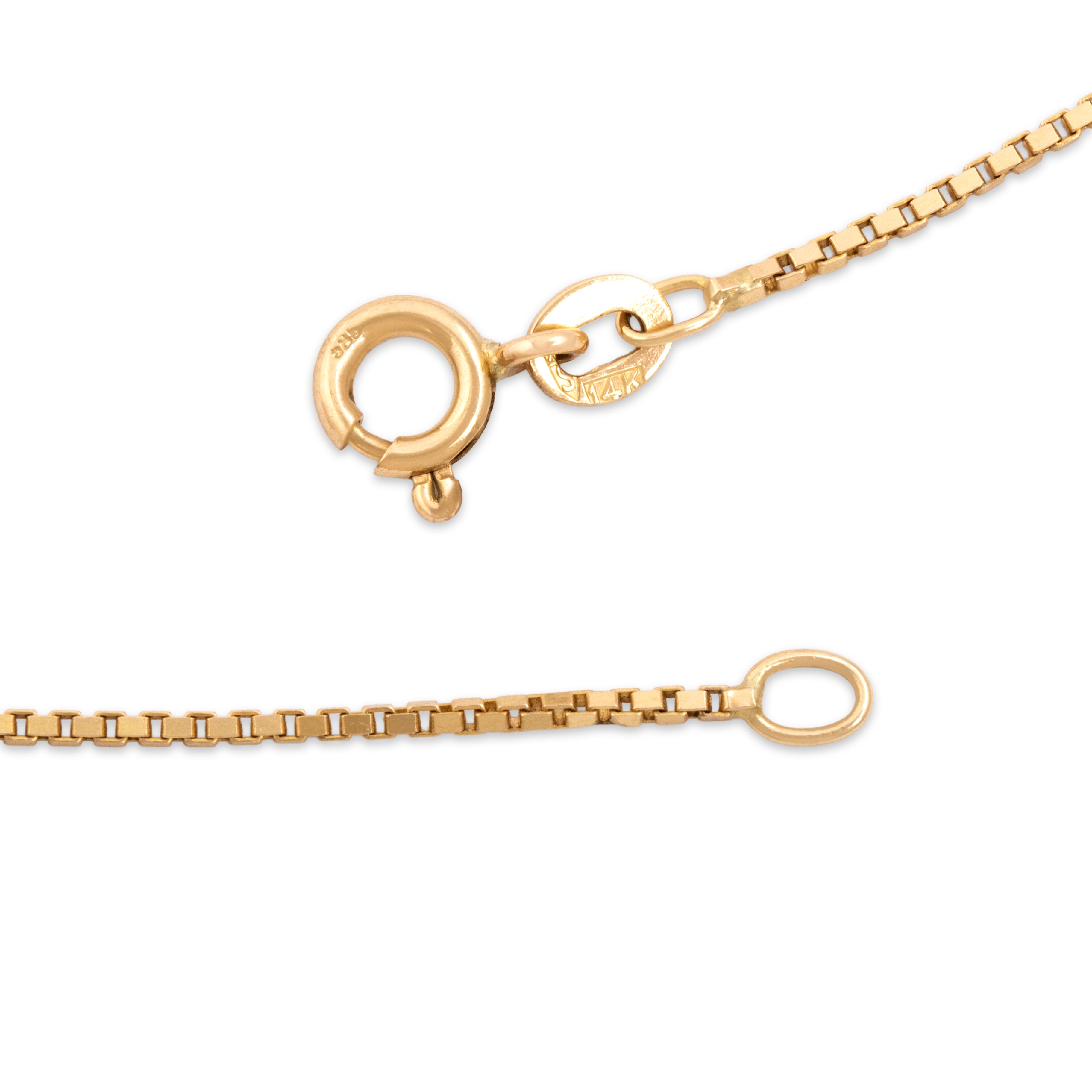 Vintage 14k Yellow Gold Classic Sleek Box 1mm Chain - clasp view