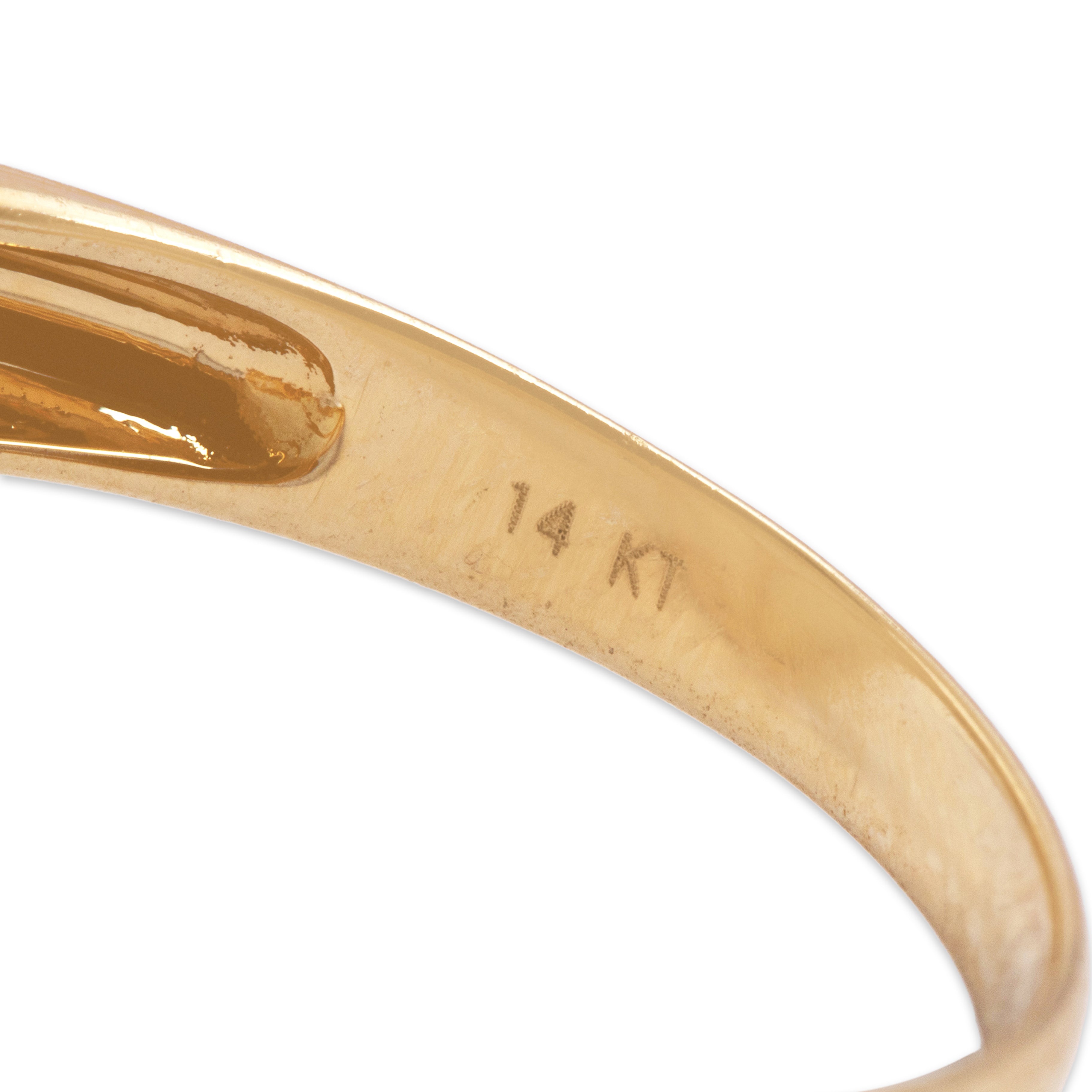 Estate 14k Yellow Gold Quartz Mother Of Peal Doublet Mesmerizing Luminous Cabochon Ring - Hallmark view