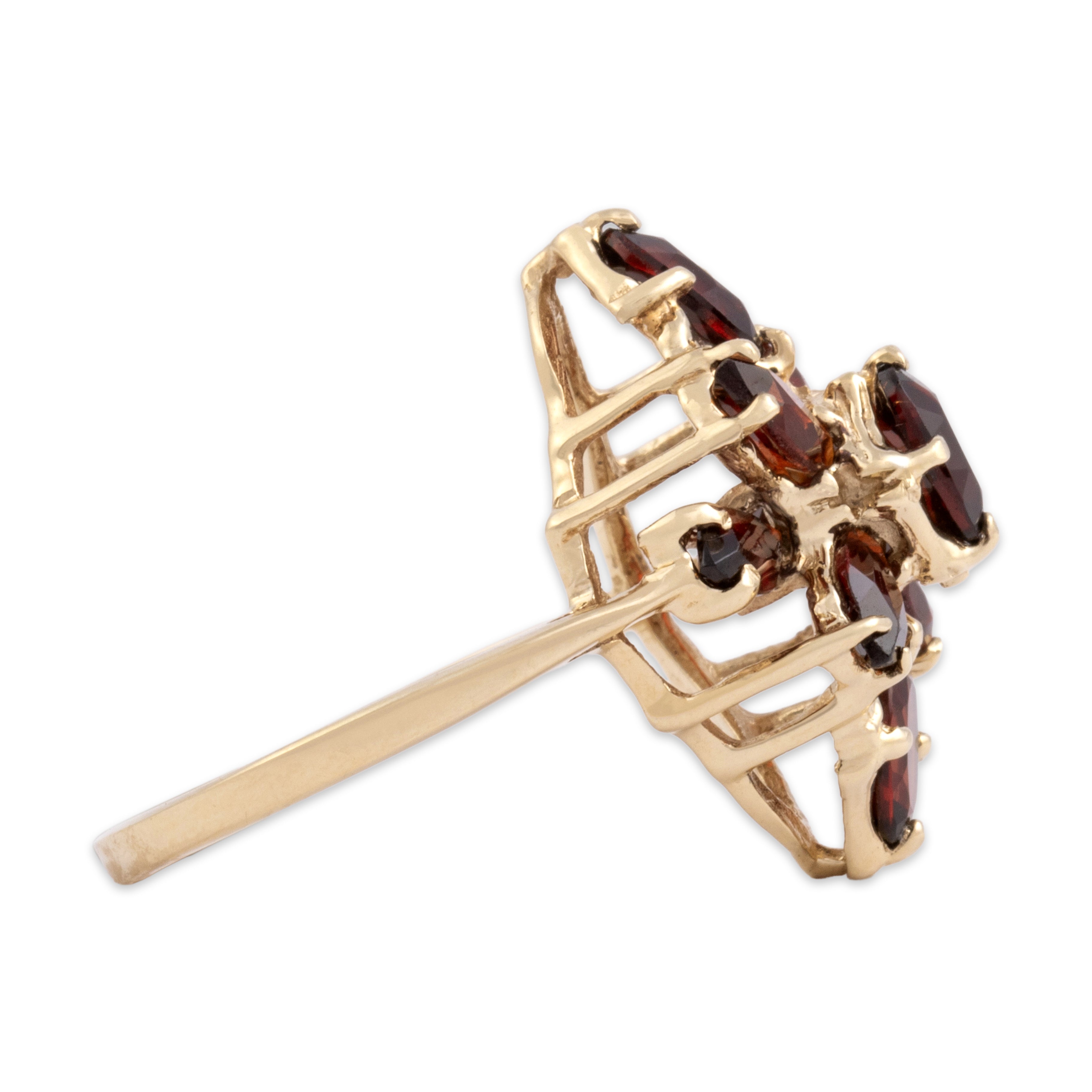 Vintage 10k Yellow Gold 2.59cttw Garnet Floral Cluster Ring 8.00
