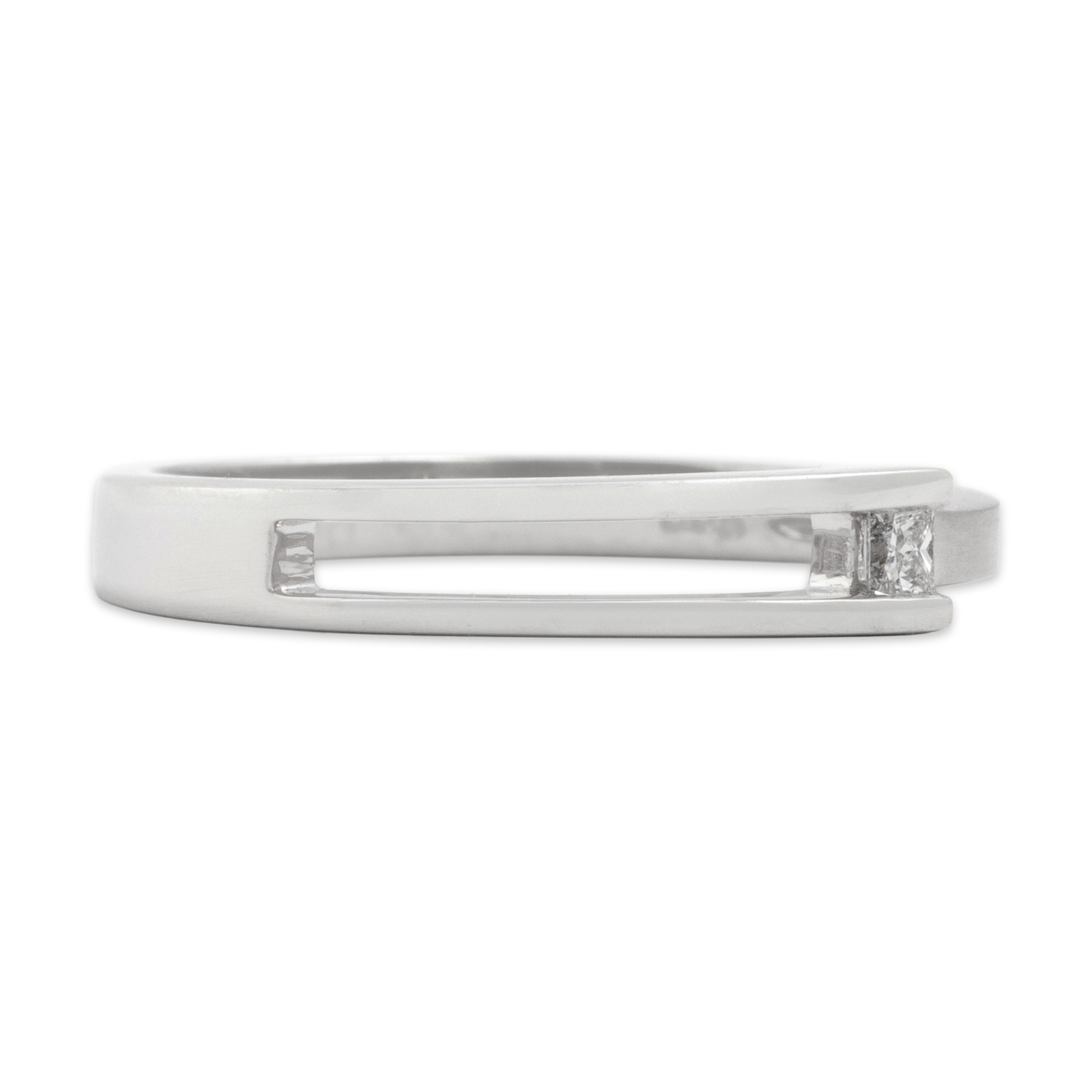 Estate 18k White Gold [Custom Carat] Open Bar Setting Ring - Side view