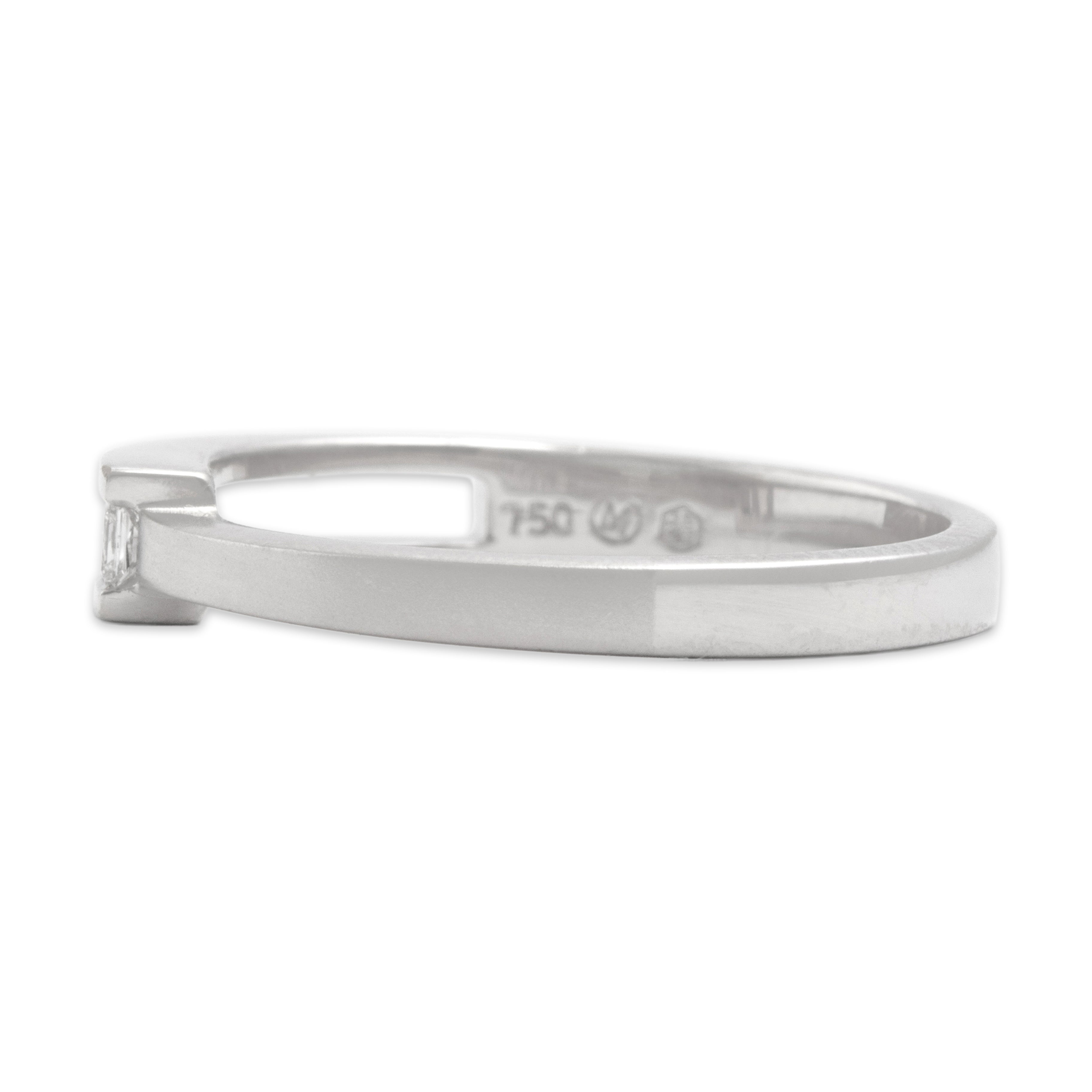 Estate 18k White Gold [Custom Carat] Open Bar Setting Ring - Side view