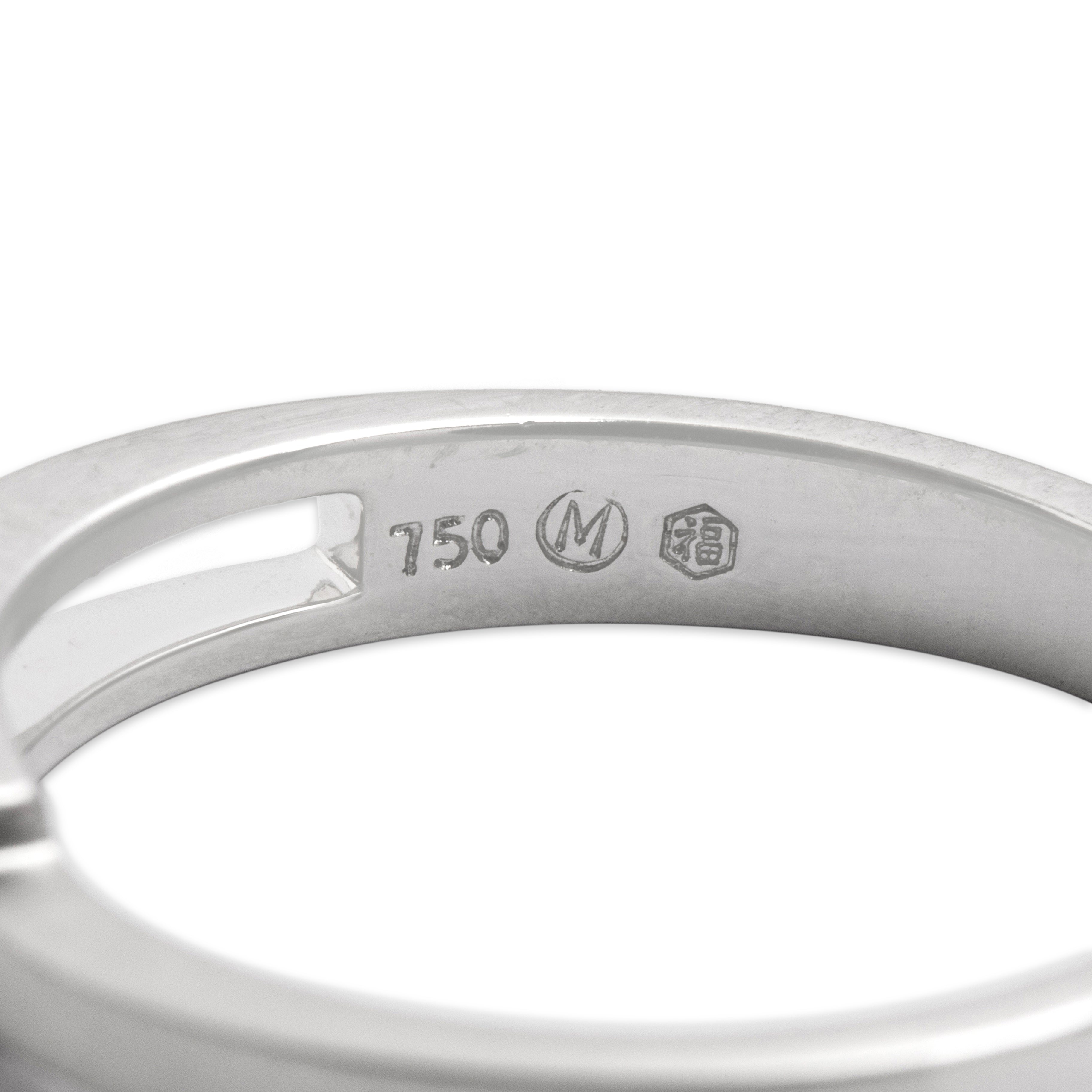 Estate 18k White Gold [Custom Carat] Open Bar Setting Ring - Hallmark view