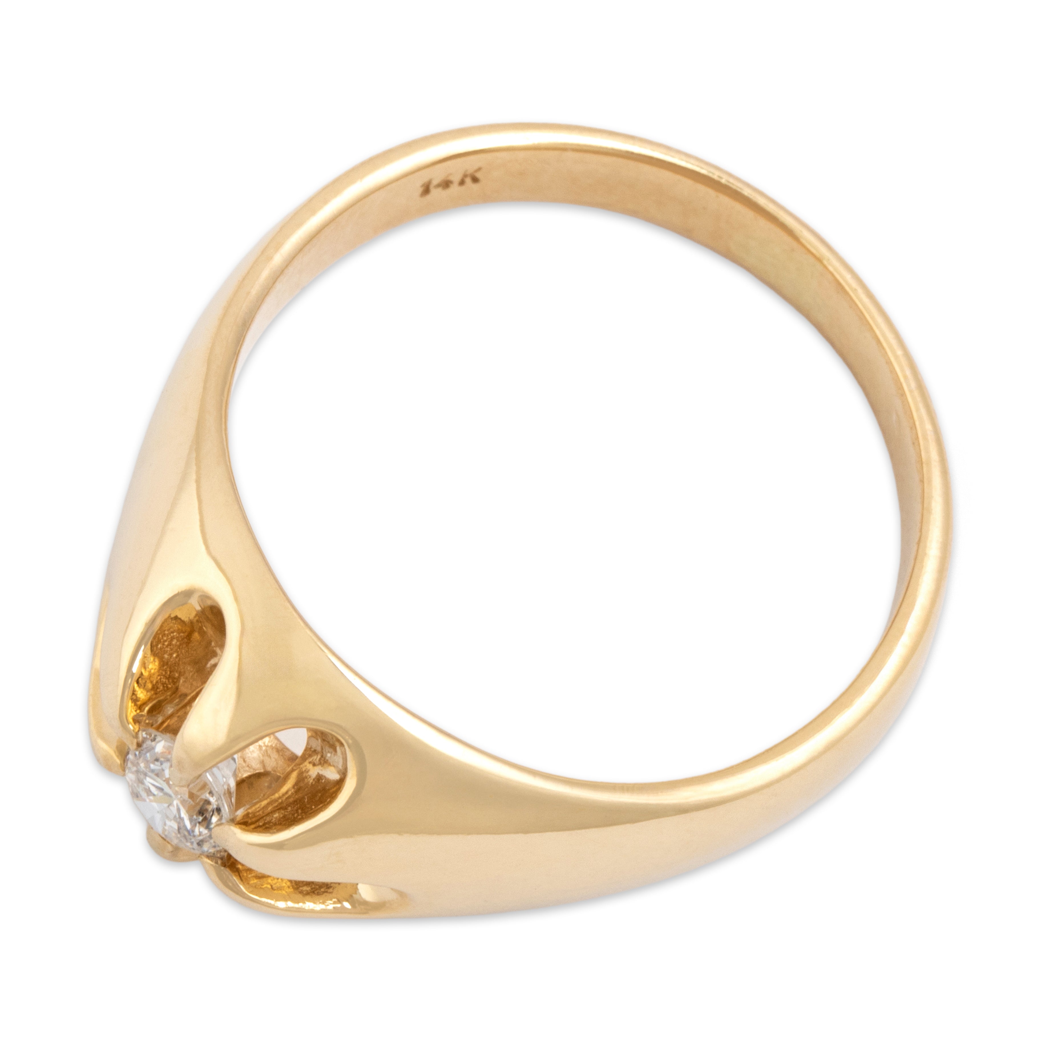Vintage 14k Yellow Gold Diamond Belcher Set Solitaire Ring - Overall view