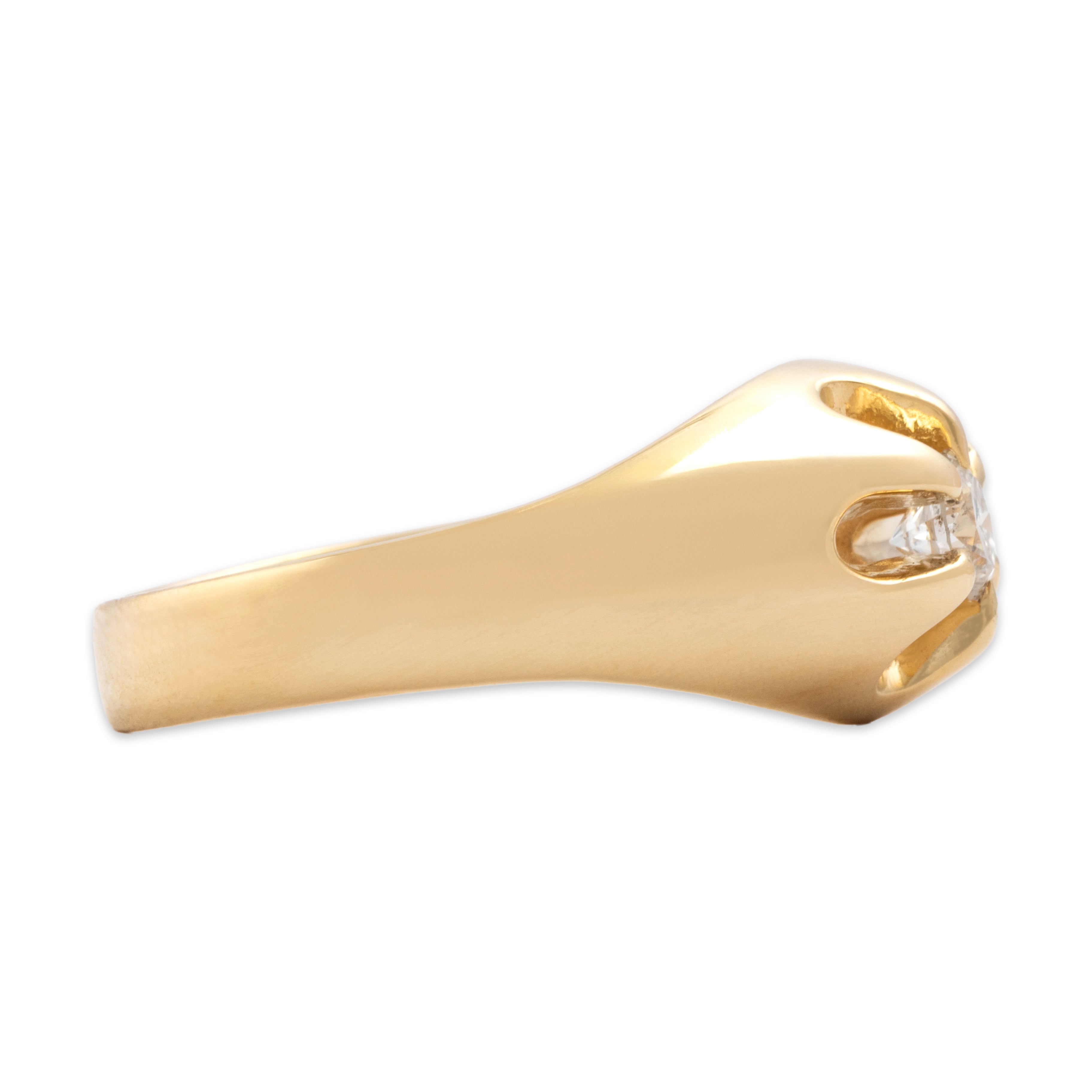 Vintage 14k Yellow Gold Diamond Belcher Set Solitaire Ring - Side view