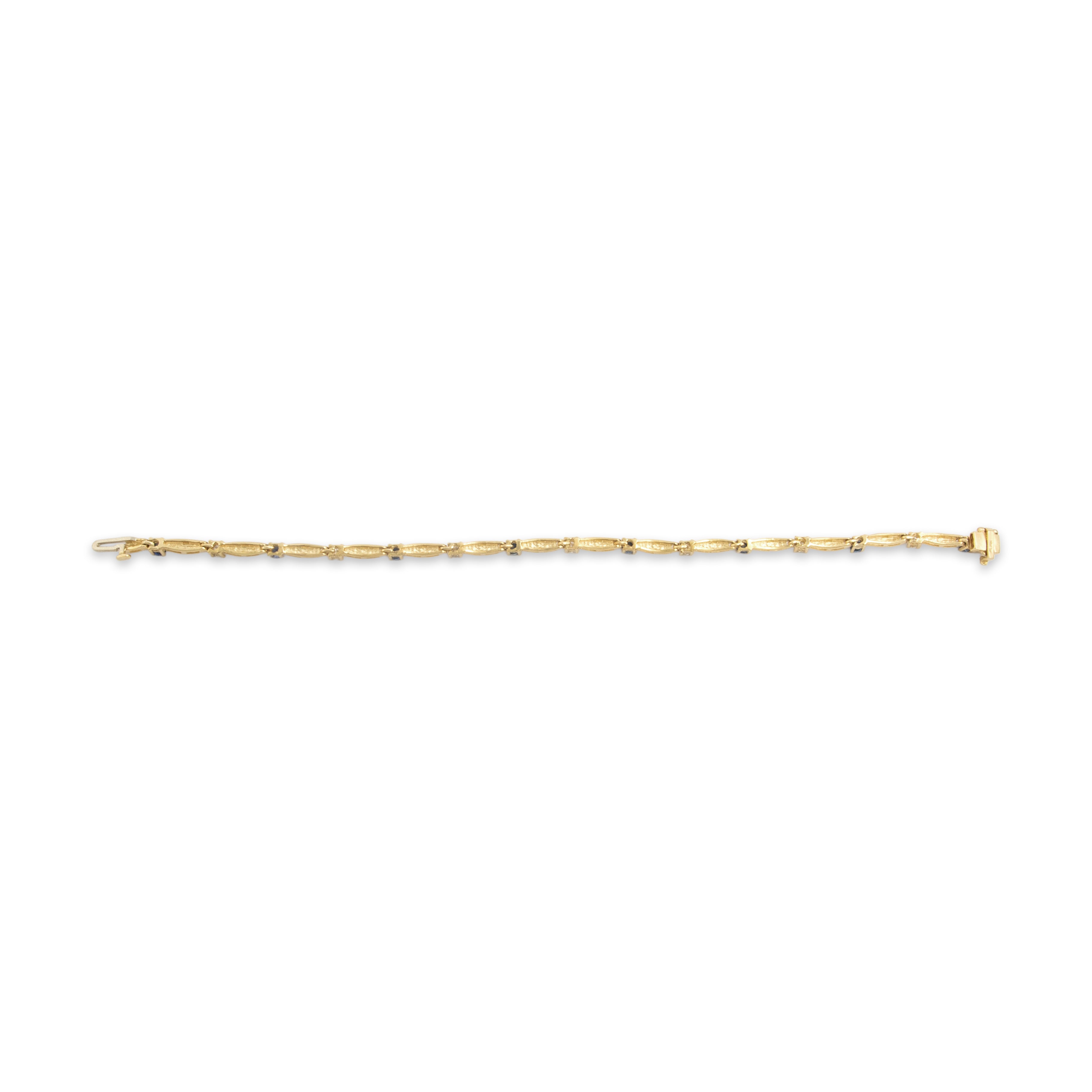 Vintage 14k Yellow Gold .7cttw Blue Sapphire Diamond Elegant Link Bracelet 6.5