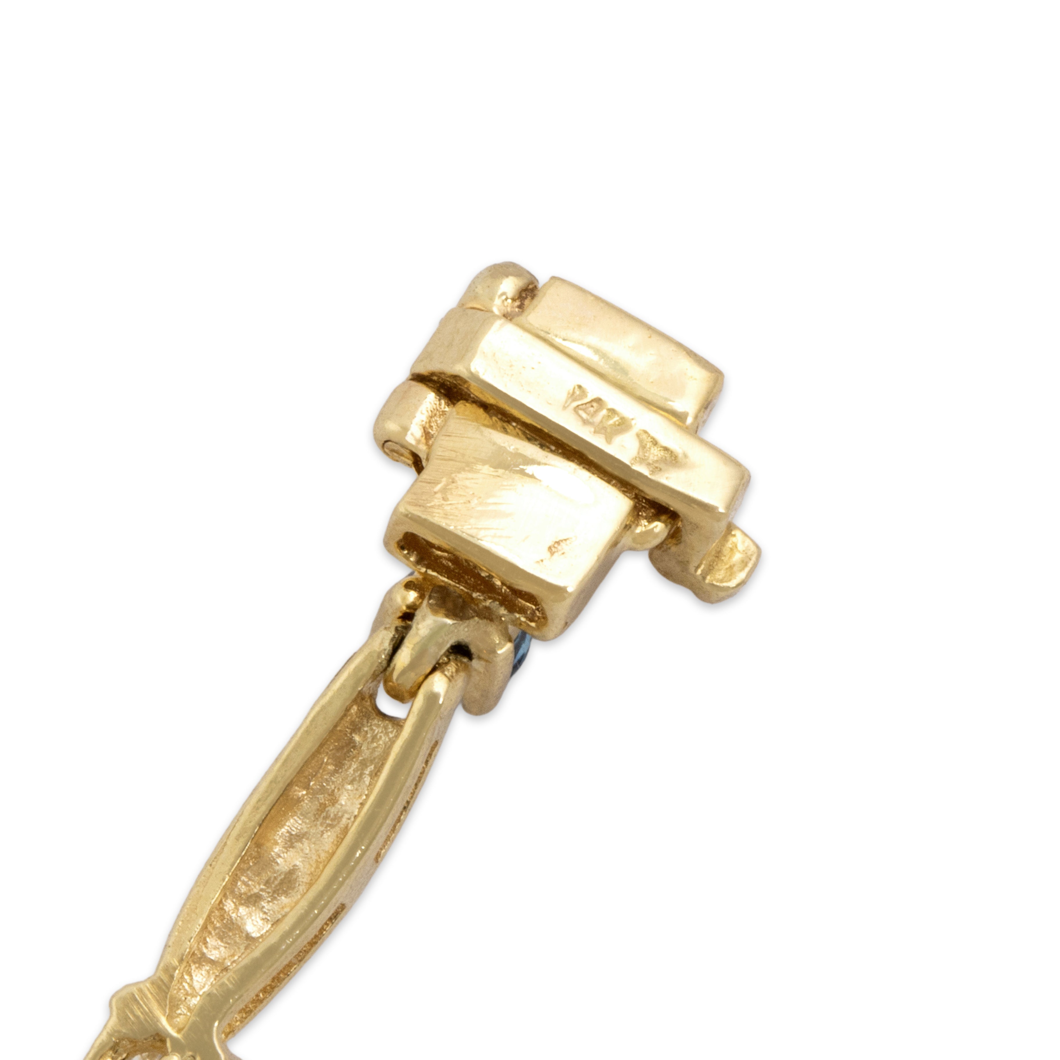 Vintage 14k Yellow Gold .7cttw Blue Sapphire Diamond Elegant Link Bracelet 6.5