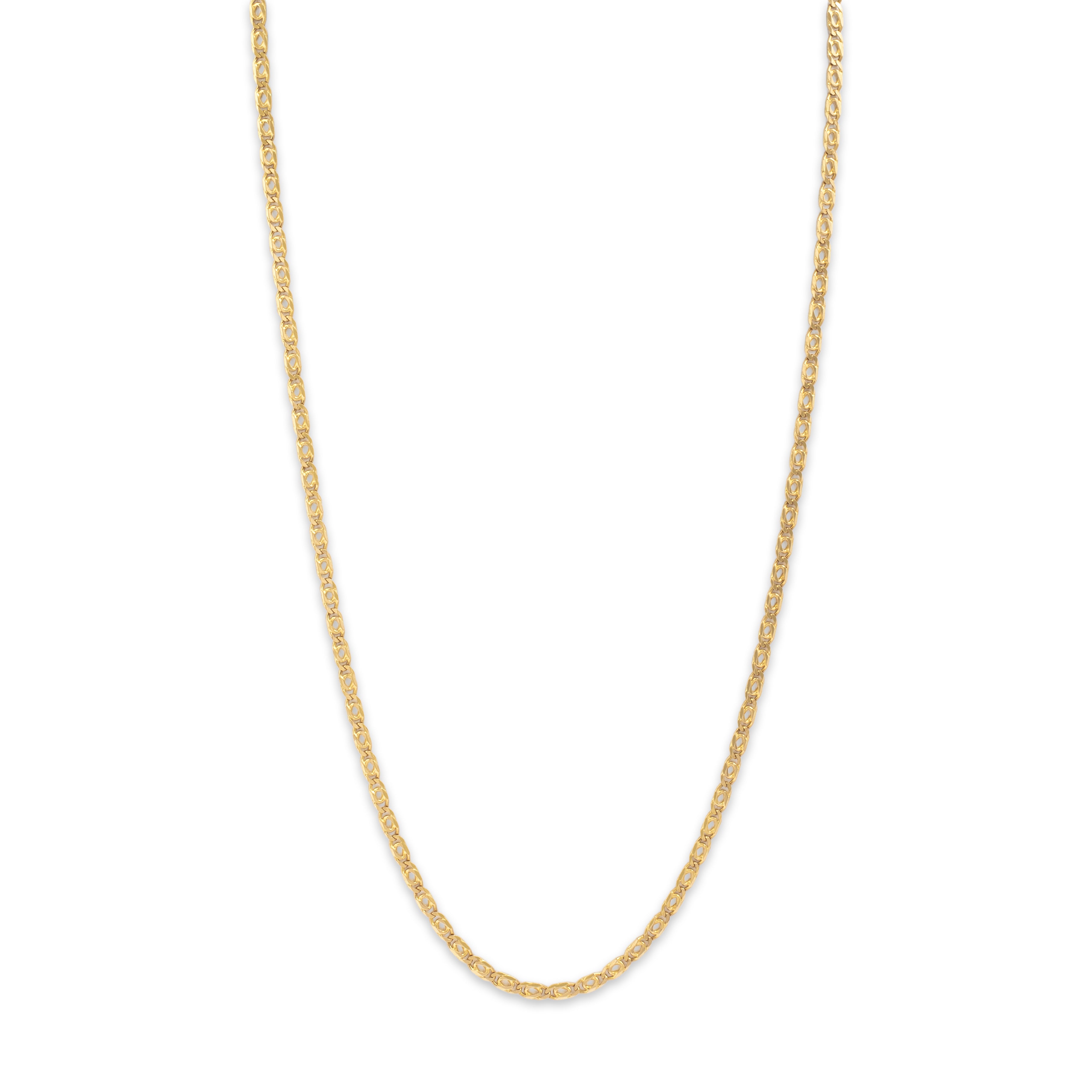 Vintage Italian 14k Yellow Gold Sleek Flat Snail Link 2.8mm (At Chain) Chain - Close-up view