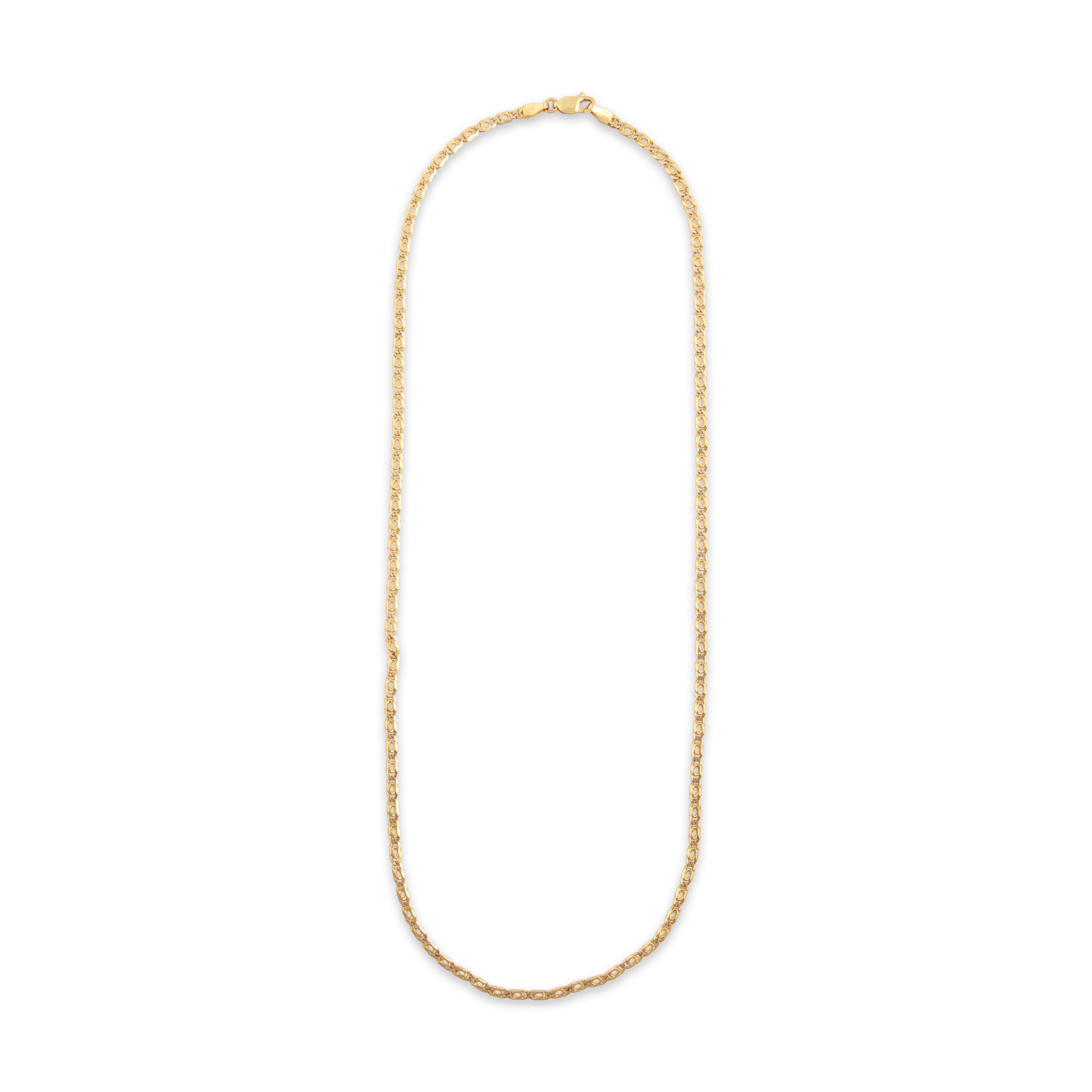 Vintage Italian 14k Yellow Gold Sleek Flat Snail Link 2.8mm (At Chain) Chain - Overall view
