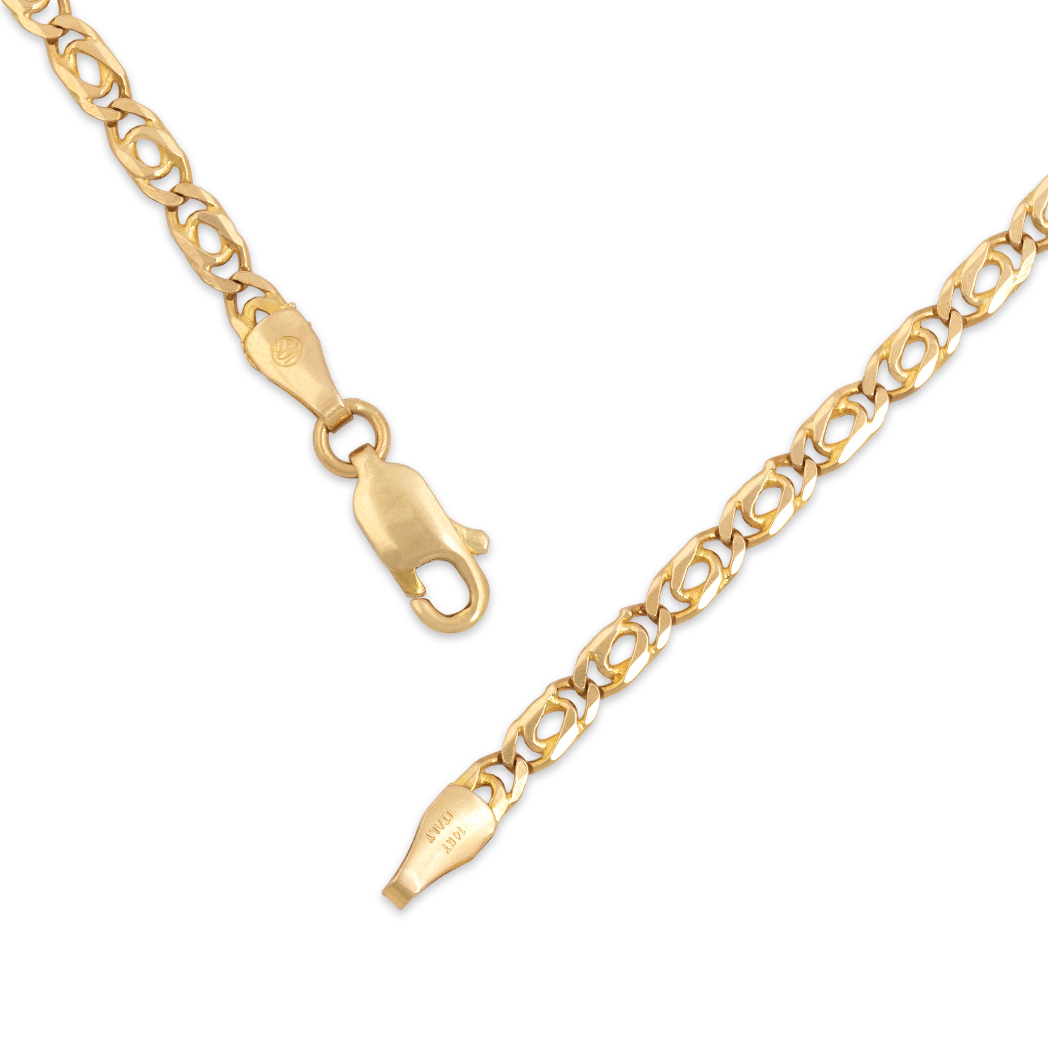 Vintage Italian 14k Yellow Gold Sleek Flat Snail Link 2.8mm (At Chain) Chain - clasp view