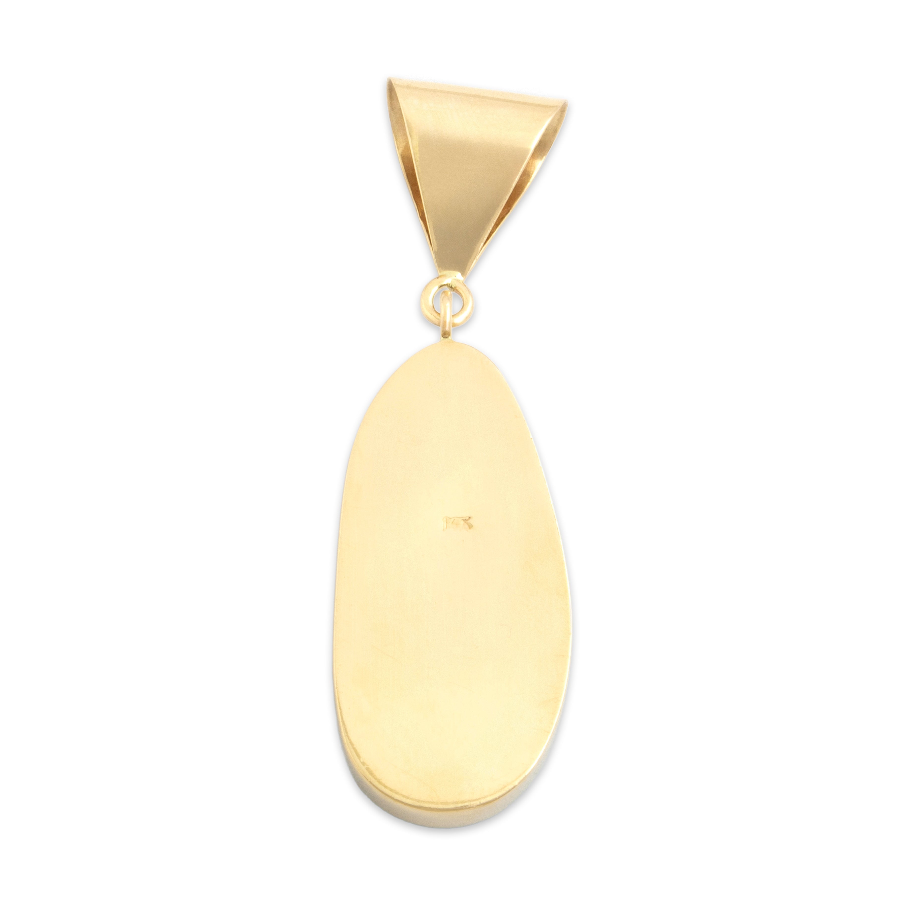Vintage Large 14k Yellow Gold Turquoise Naturalistic Cabochon Pendant