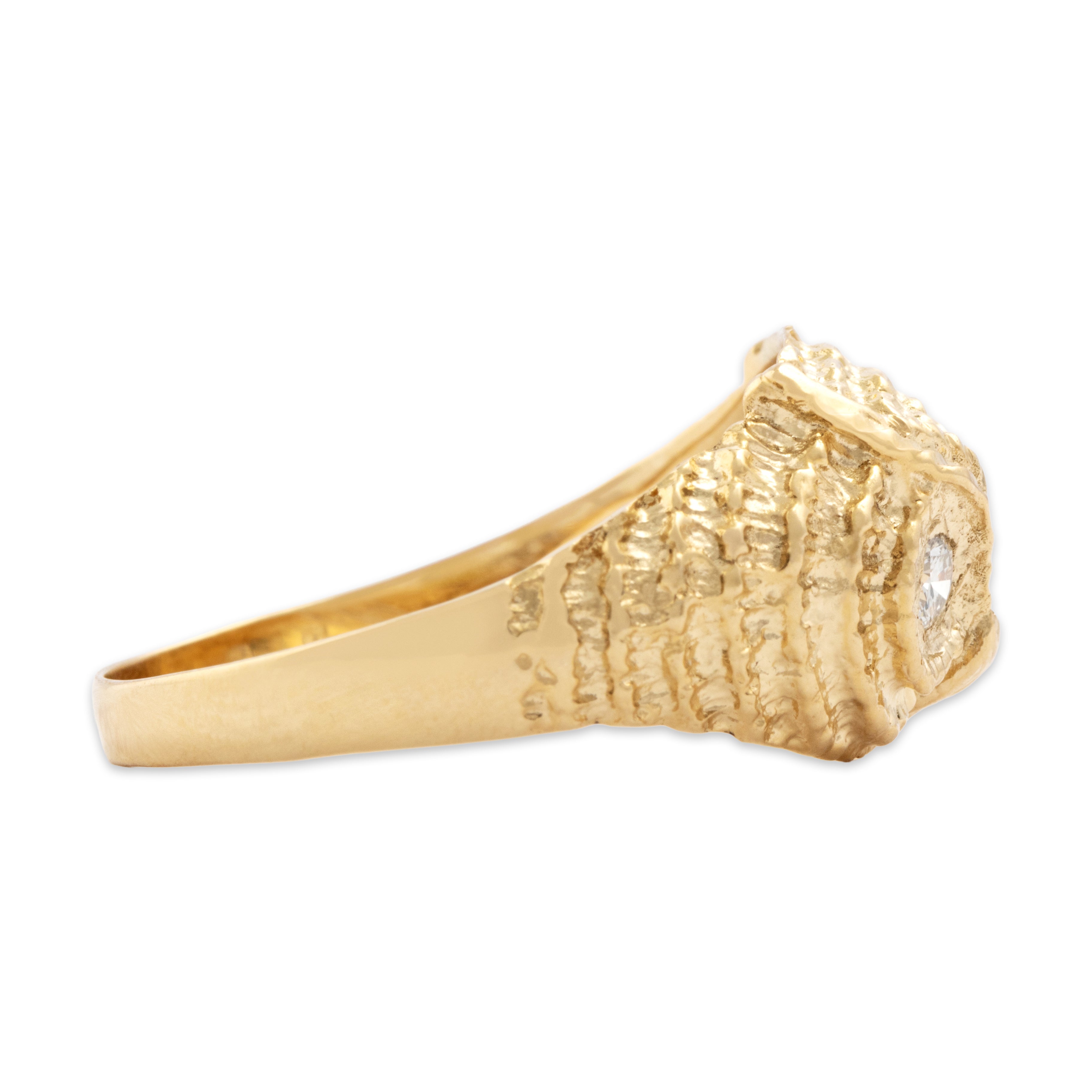 Vintage 18k Yellow Gold Diamond Sagacious Owl Ring - Side view