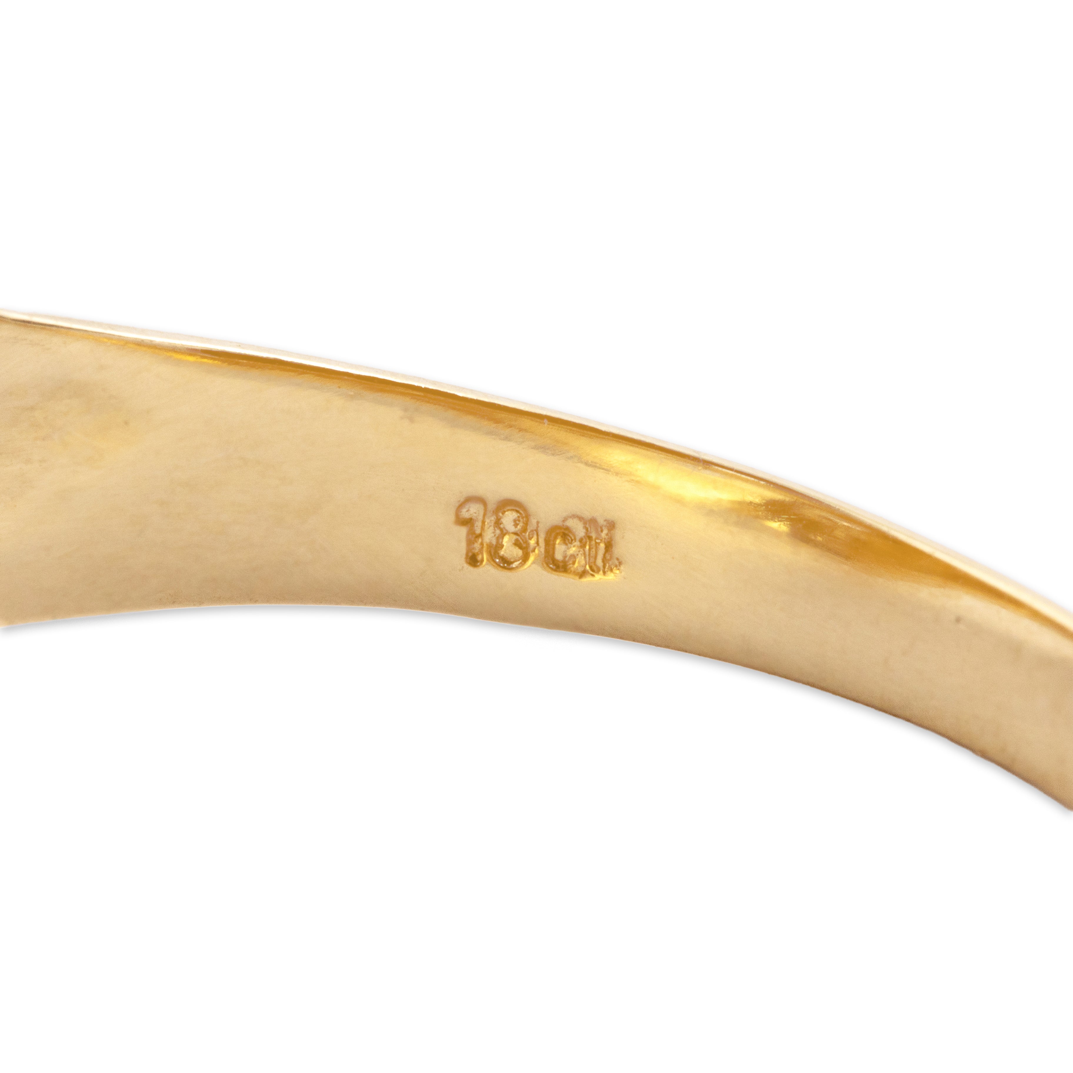 Vintage 18k Yellow Gold Diamond Sagacious Owl Ring - Hallmark view