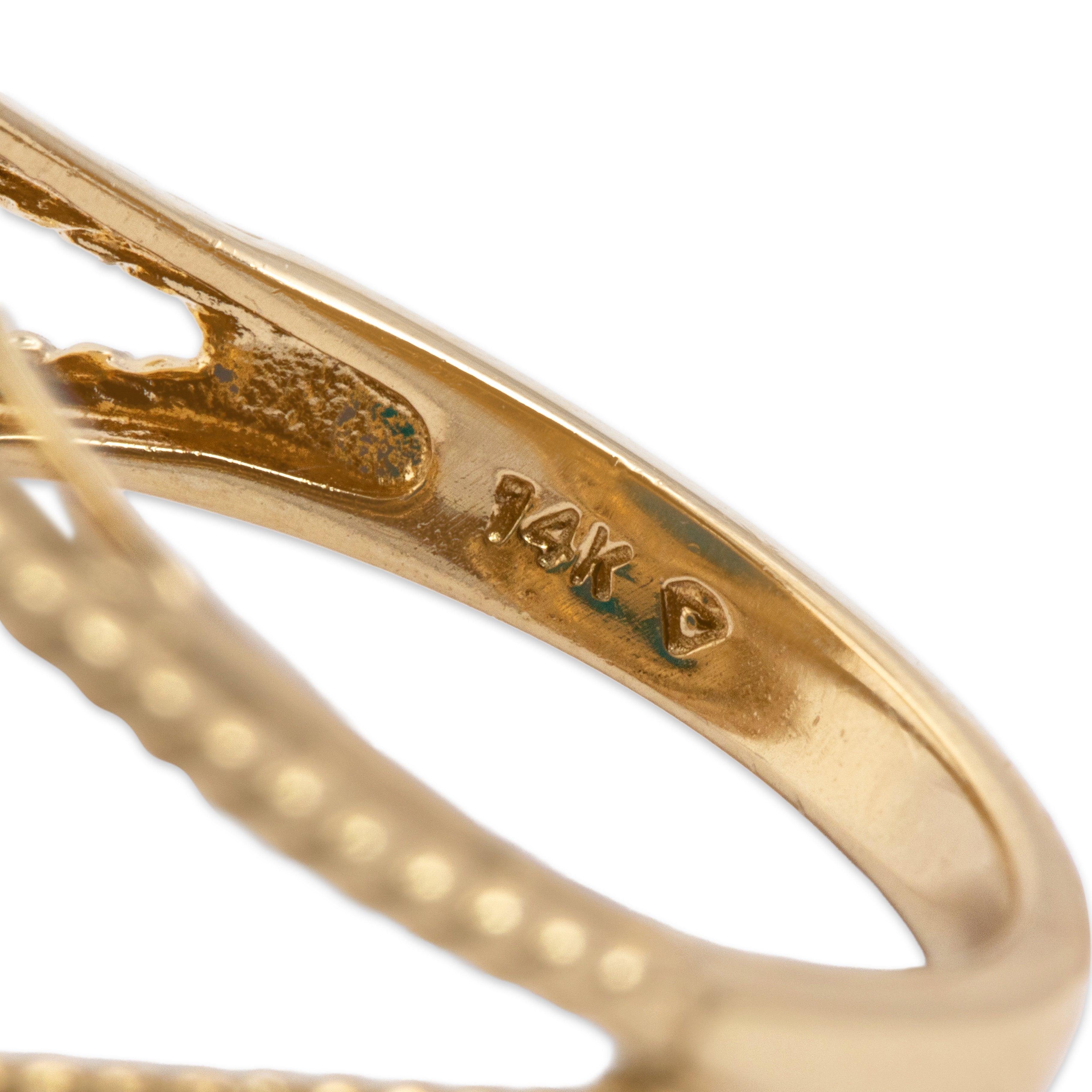 Vintage Chinese 14k Yellow Gold Chocolate Diamond Turquoise Cushion Shaped Cabochon Cocktail Ring - Hallmark view