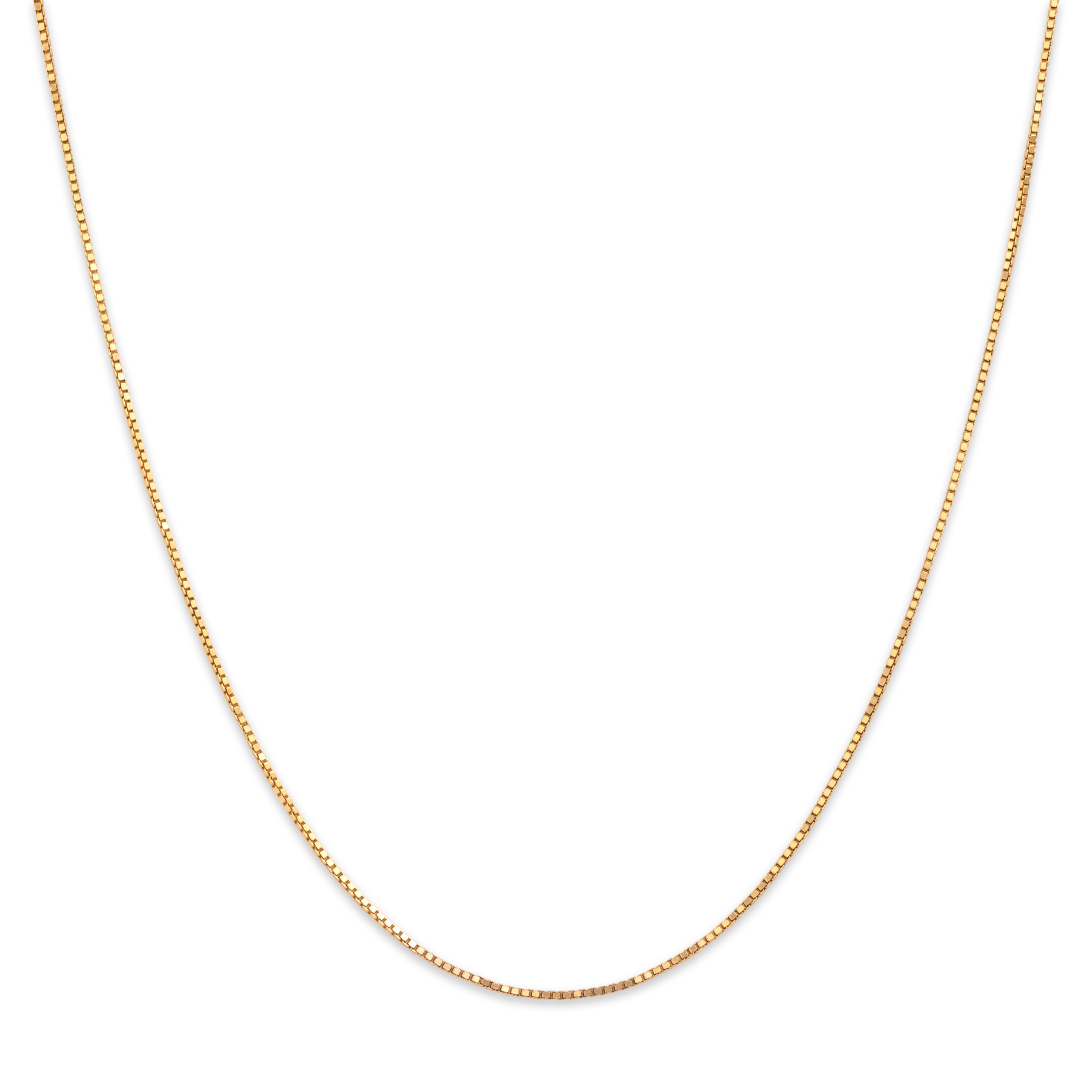 Vintage Italian 14k Yellow Gold Classic Box Link .8mm Chain - Close-up view