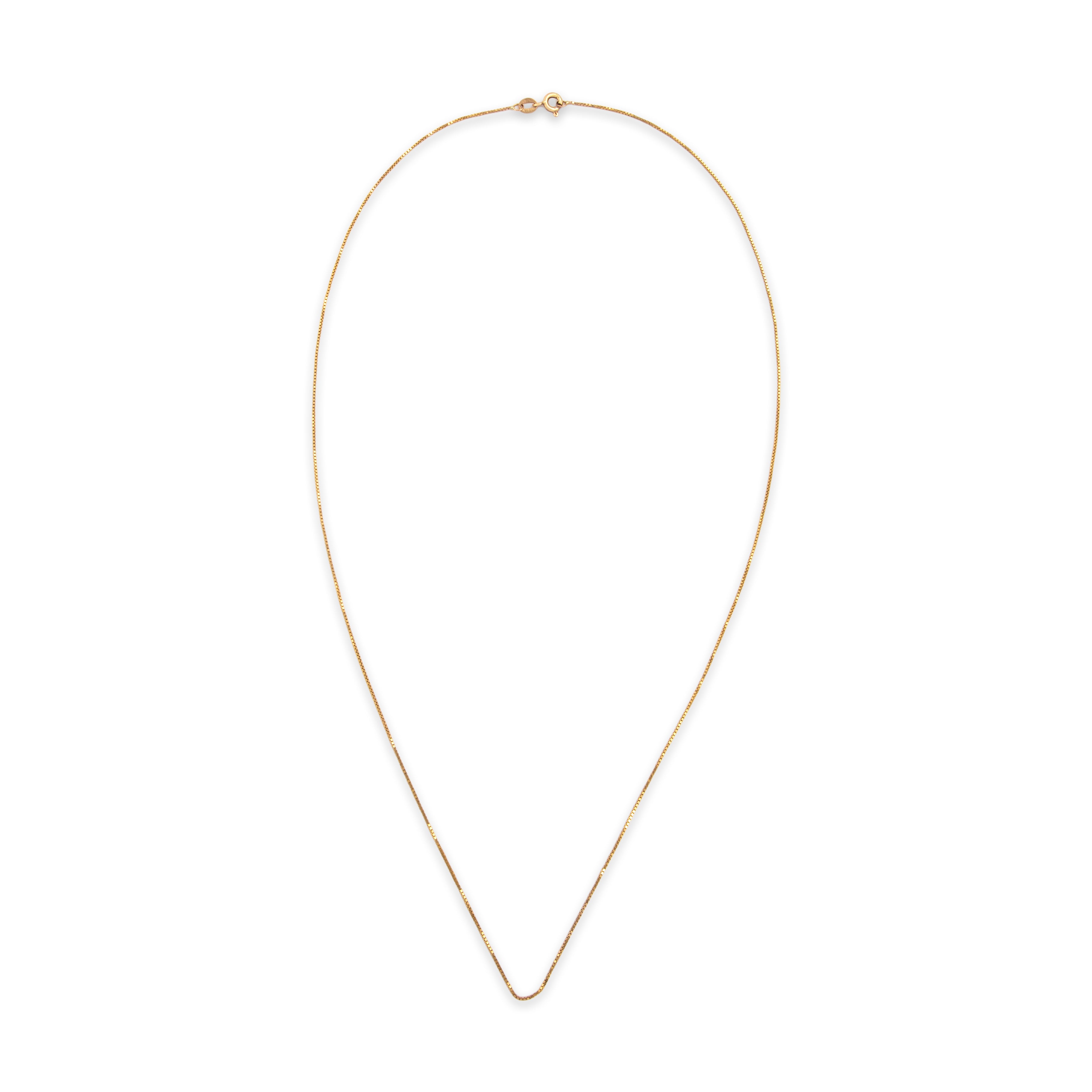 Vintage Italian 14k Yellow Gold Classic Box Link .8mm Chain - Overall view