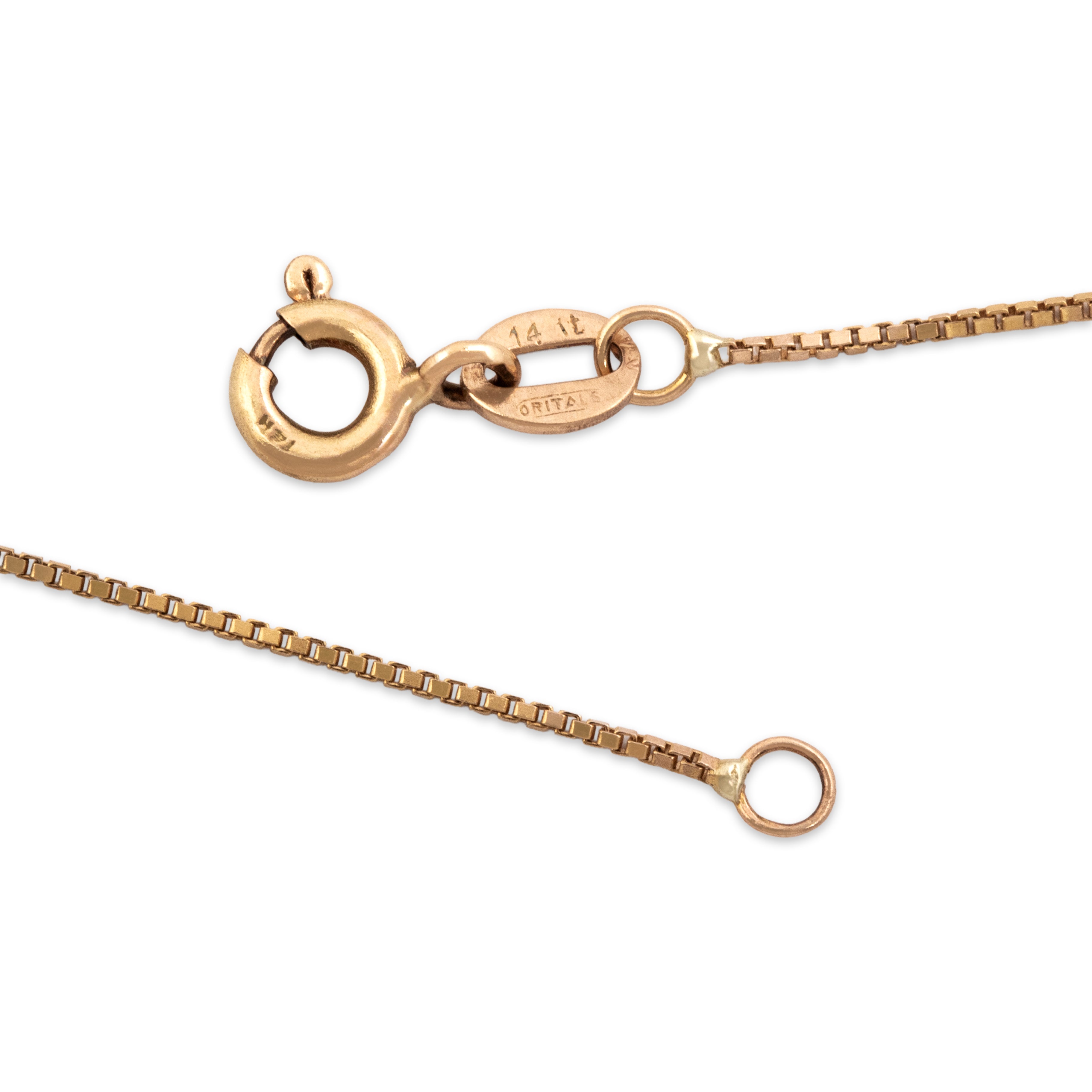 Vintage Italian 14k Yellow Gold Classic Box Link .8mm Chain - clasp view