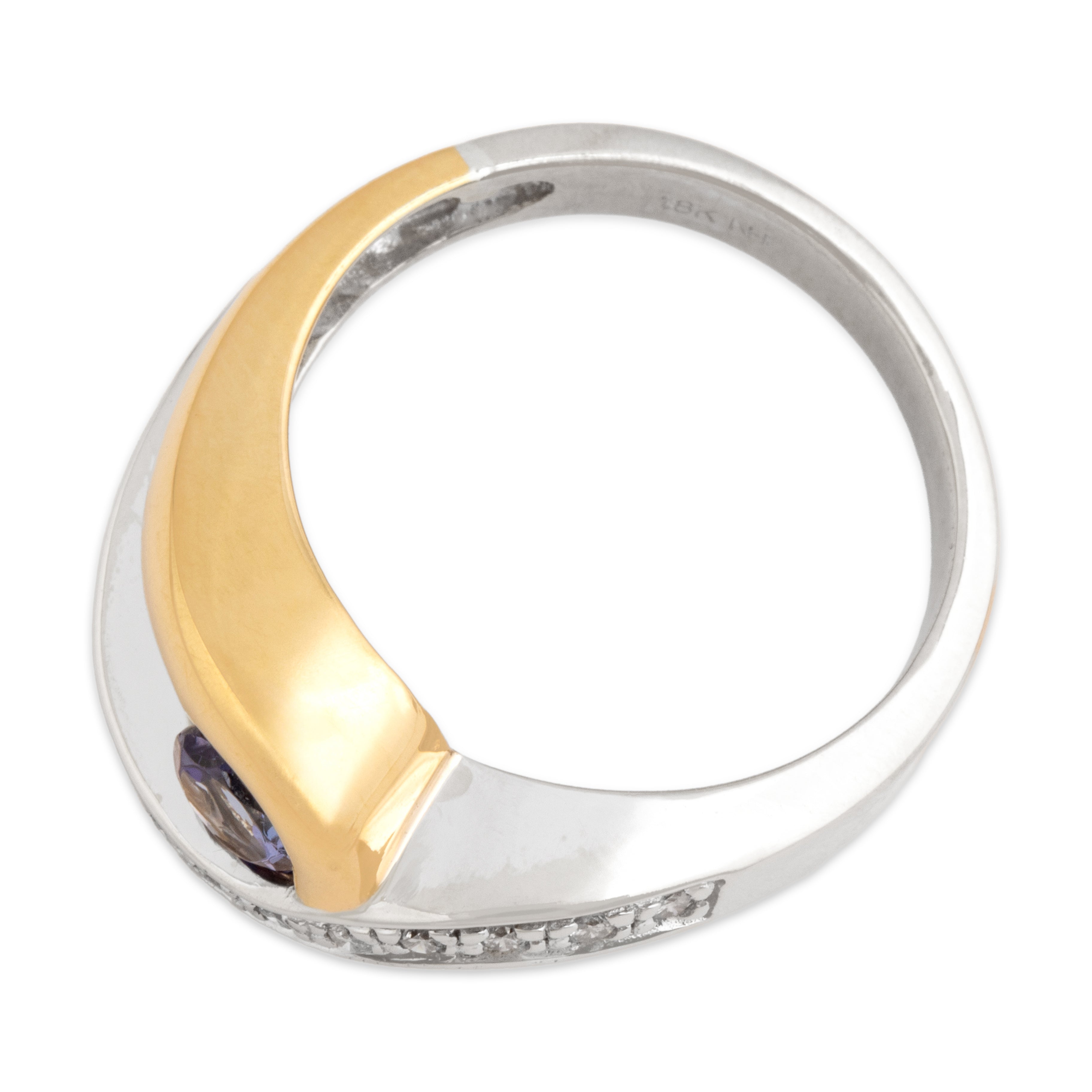 Vintage Heavy 18k White & Yellow Gold Tanzanite Diamond Looping Wave Ring 9.00