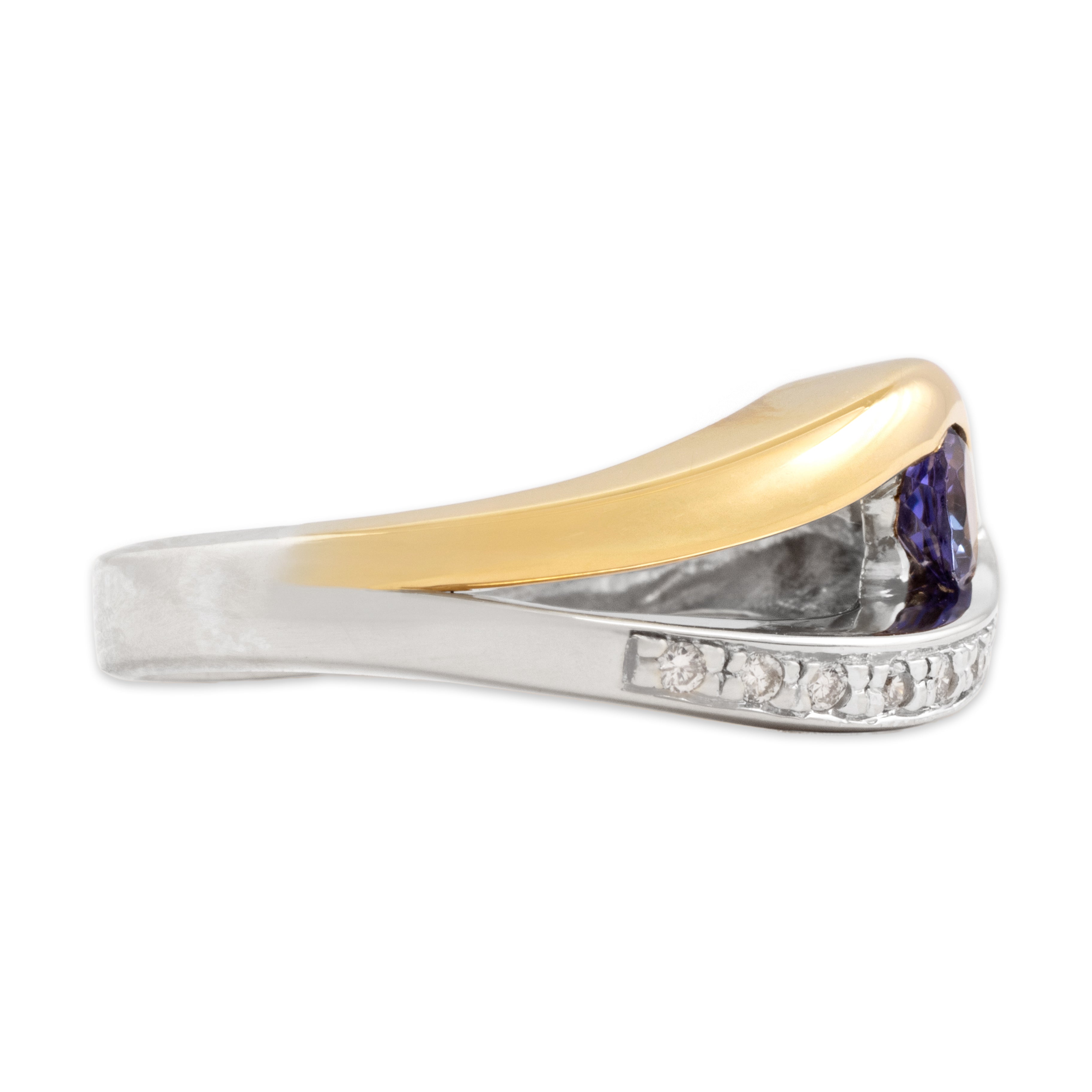 Vintage Heavy 18k White & Yellow Gold Tanzanite Diamond Looping Wave Ring 9.00