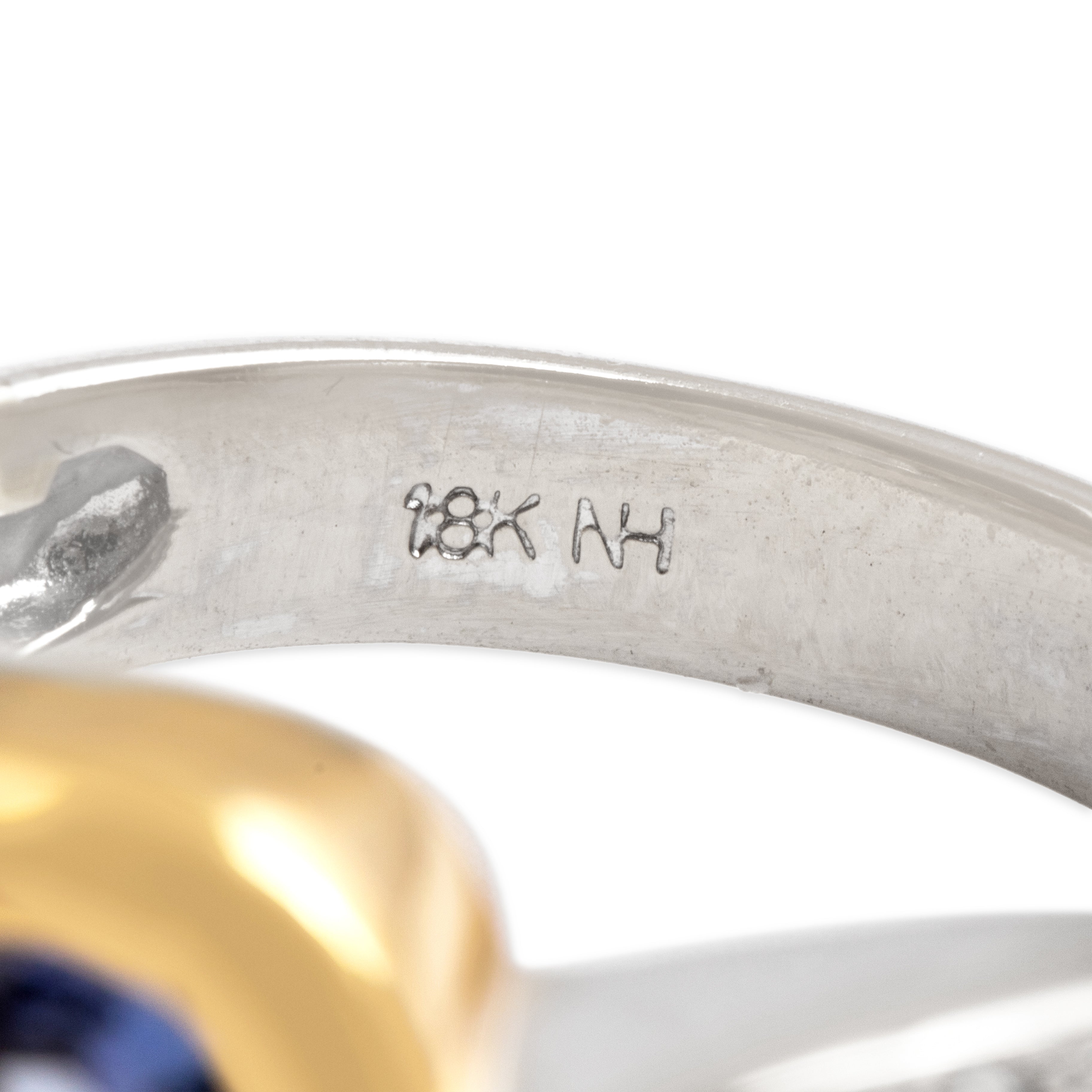 Vintage Heavy 18k White & Yellow Gold Tanzanite Diamond Looping Wave Ring 9.00